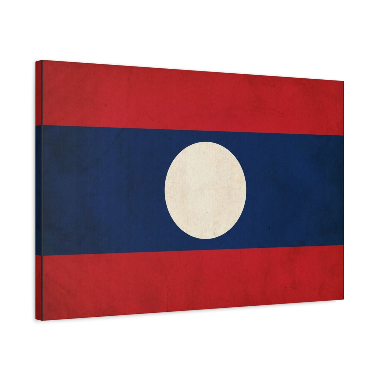 Laos Flag Canvas Wall Art - Vintage Lao National Flag Print, Red Blue White Circle - Minimalist Patriotic Decor - Living Room Home Decoration - Bedroom Home Decoration - Living Room Wall Decor