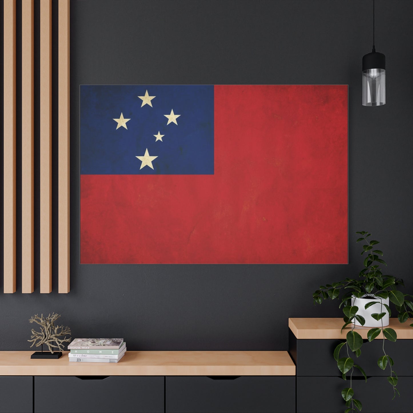 Samoa Flag Canvas Wall Art - Vintage Polynesian Nation Banner Print, Patriotic Island Decor - Matte Cotton Artwork - Living Room Home Decoration, Office Accent - Living Room Wall Decor - Ready to Hang