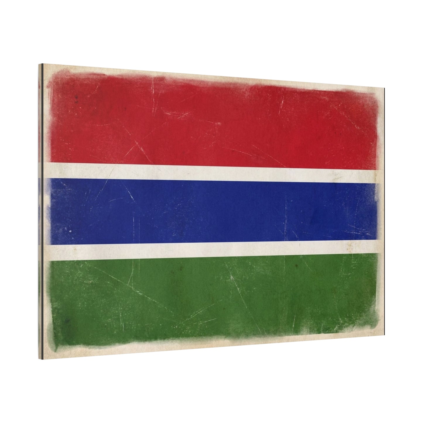 Gambia Flag Canvas Wall Art - Vintage Distressed National Banner Print - Red Blue Green Stripe Design, Patriotic Decor, Cultural Home Decoration For Living Room Bedroom Office - Living Room Wall Decor
