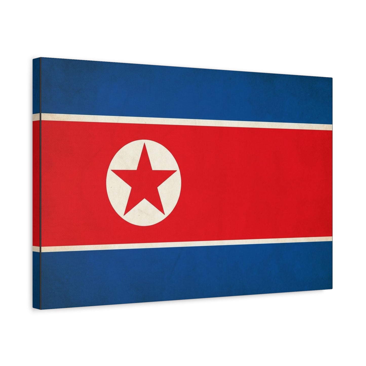North Korea Flag Canvas Wall Art - Korean Flag Print, Patriotic Red Blue Star Design - Vintage Style Wall Decor - Living Room Home Decoration - Bedroom Home Decoration - Modern Farmhouse Style