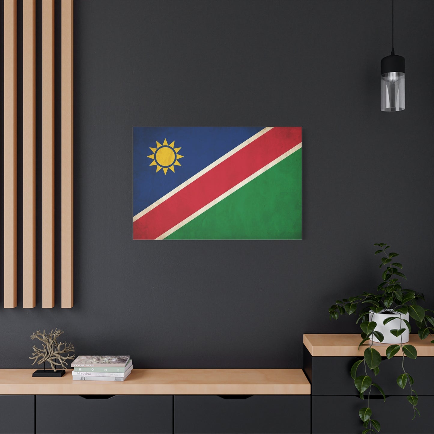 Namibia Flag Canvas Wall Art - Vintage National Pride Decor, Sun Emblem Tricolor Print - Traditional Patriotic Style - Living Room Wall Decor - Bedroom Home Decoration - Bedroom Home Decoration