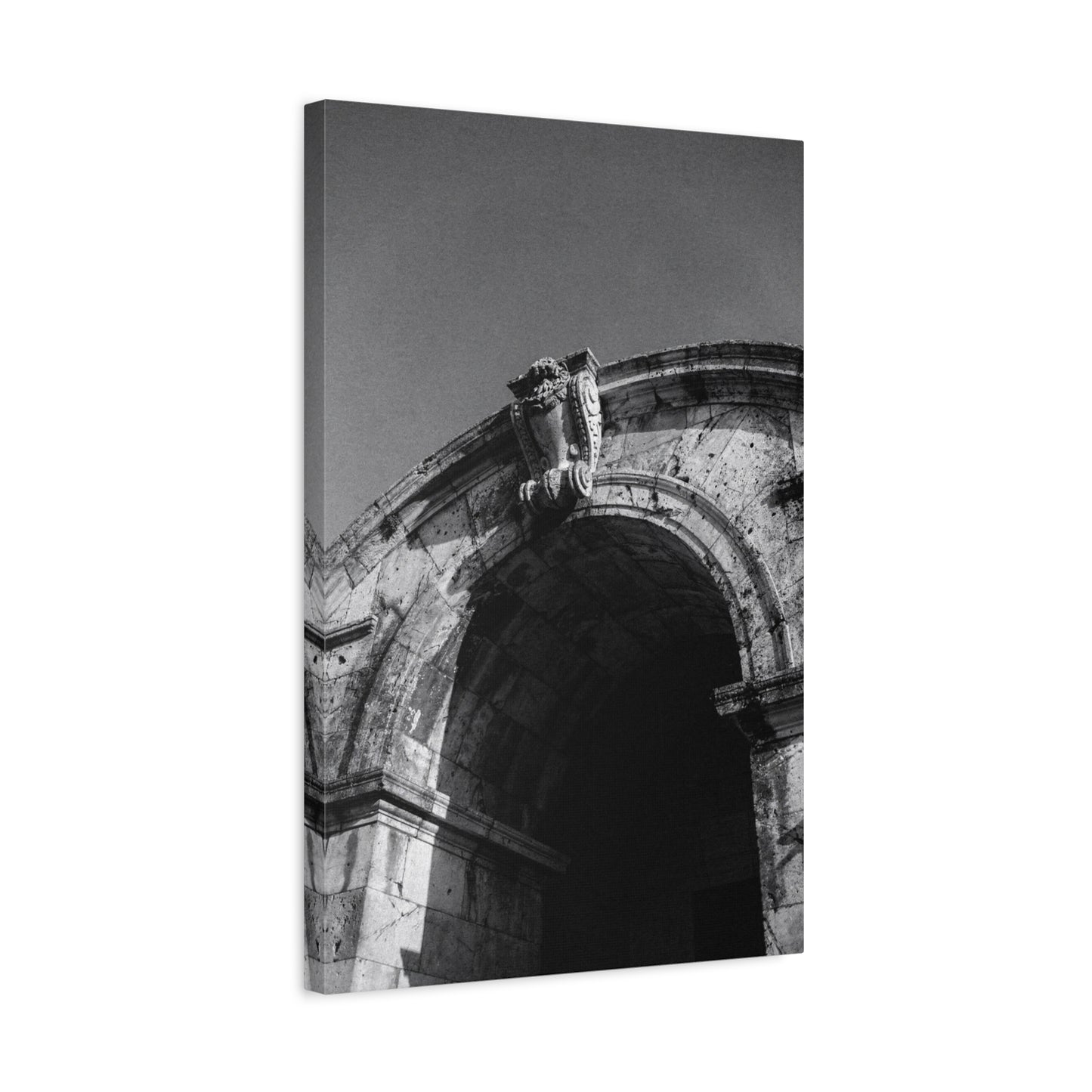 Black And White Architectural Arch Canvas Wall Art - Stone Facade Art Print, Minimalist Historic Structure Decor - Contemporary Living Room Wall Decor, Bedroom Home Accent - Ready to Hang