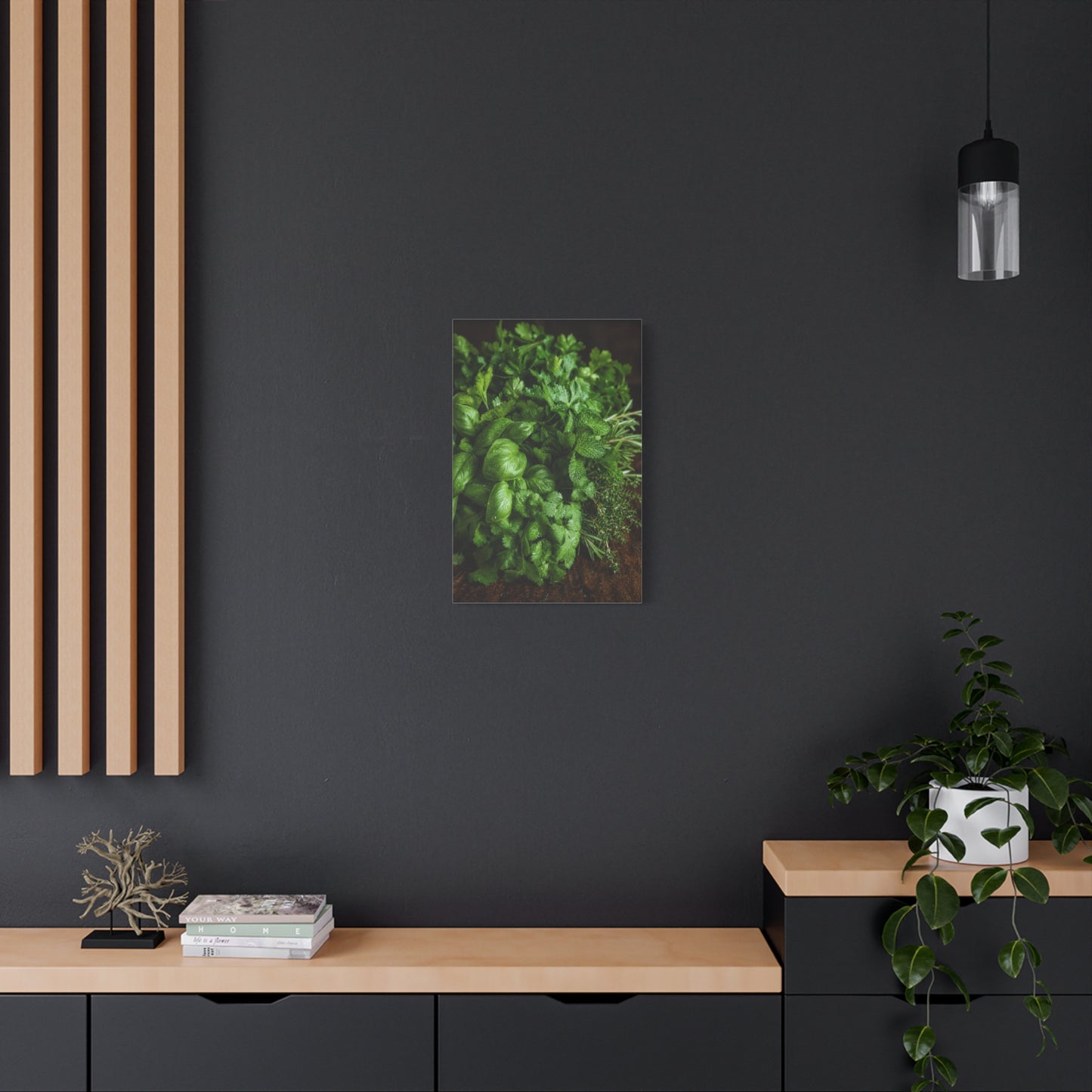 Fresh Herb Canvas Wall Art - Basil, Parsley, Mint, Rosemary Food Art Print - Botanical Kitchen Decor, Rustic Farmhouse Style, Matte Canvas Print, Dining Room Wall Accent - Ready to Hang