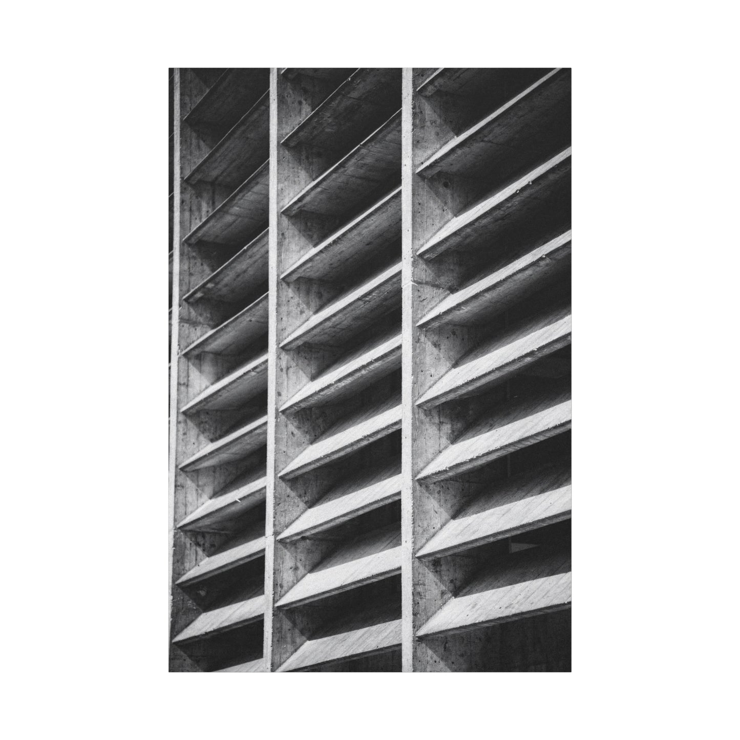 Black And White Brutalist Architecture Canvas Wall Art - Concrete Facade Art Print, Minimalist Contemporary Style - Modern Office Wall Decor, Living Room Home Decoration - Bedroom Home Decoration