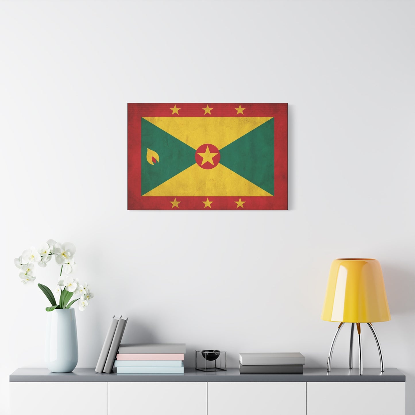 Grenada Flag Canvas Wall Art - Vintage Caribbean Nation Print, Rustic Patriotic Home Accent, Cultural Heritage Artwork, Living Room Decoration, Office Display - Office Wall Art - Ready to Hang