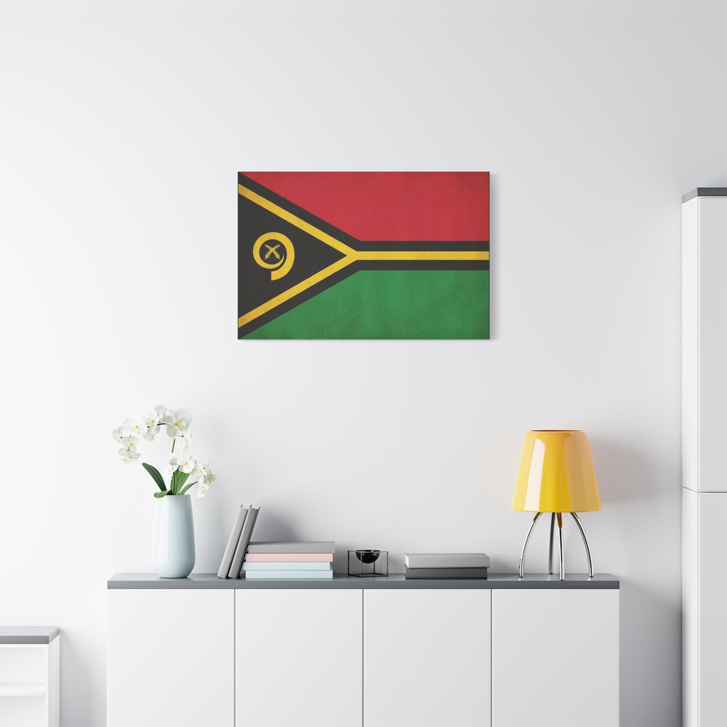 Vanuatu Flag Canvas Wall Art - Red Black Green Yellow National Pride Print - Vintage Country Decor, Heritage Artwork, Living Room Wall Decor, Office Accent - Bedroom Home Decoration - Ready to Hang