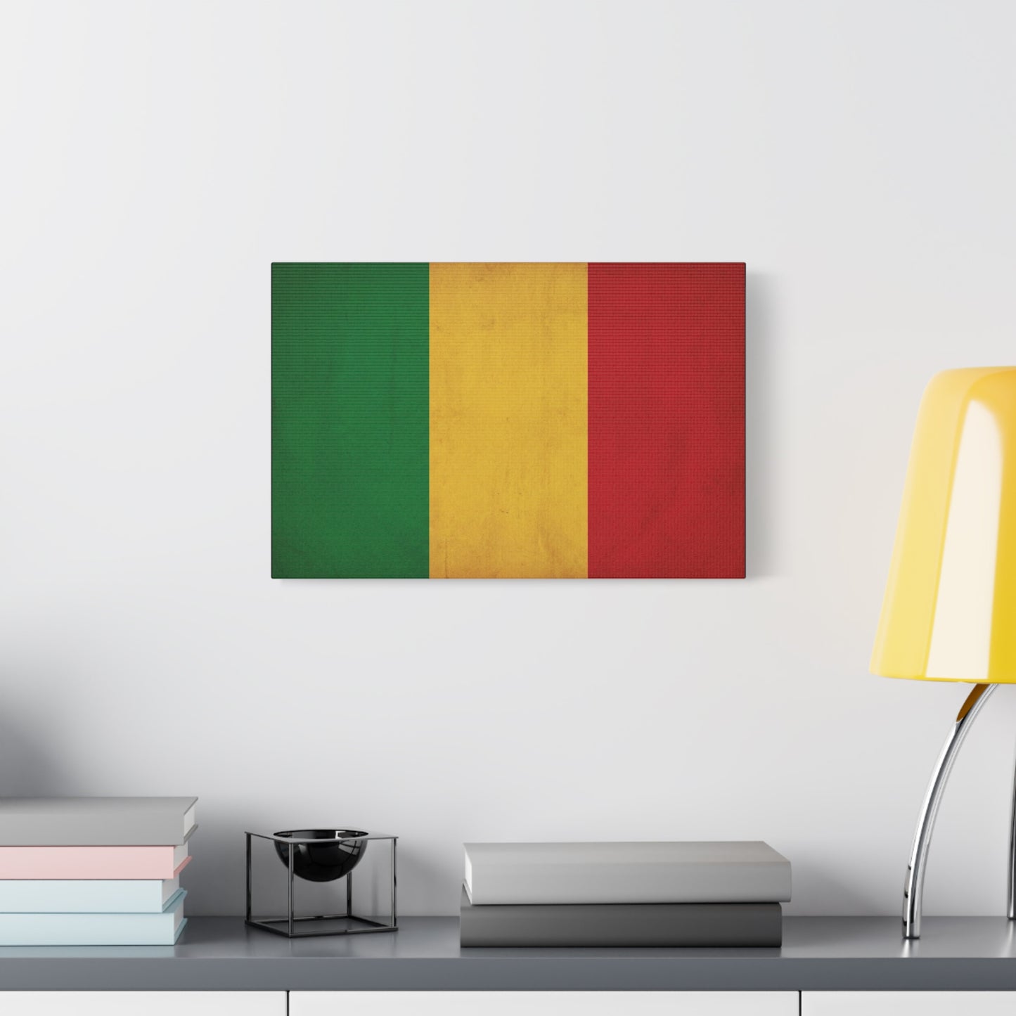 Mali Flag Canvas Wall Art - Green Yellow Red Tricolor National Flag Print - Vintage Textured Cotton Look - Pan African Style, Living Room Wall Decor, Bedroom Home Decoration - Bedroom Home Decoration