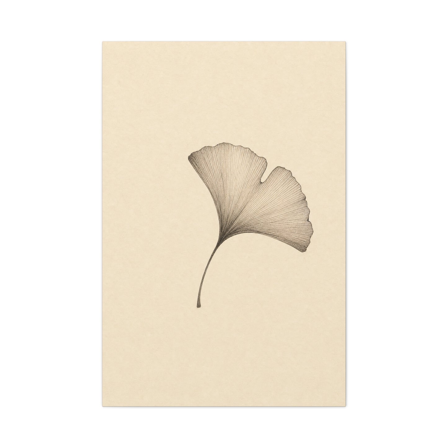 Ginkgo Leaf Canvas Wall Art - Minimalist Botanical Line Drawing, Neutral Beige Cotton Art Print - Contemporary Zen Style - Bedroom Wall Decor, Living Room Home Decoration - Bedroom Home Decoration