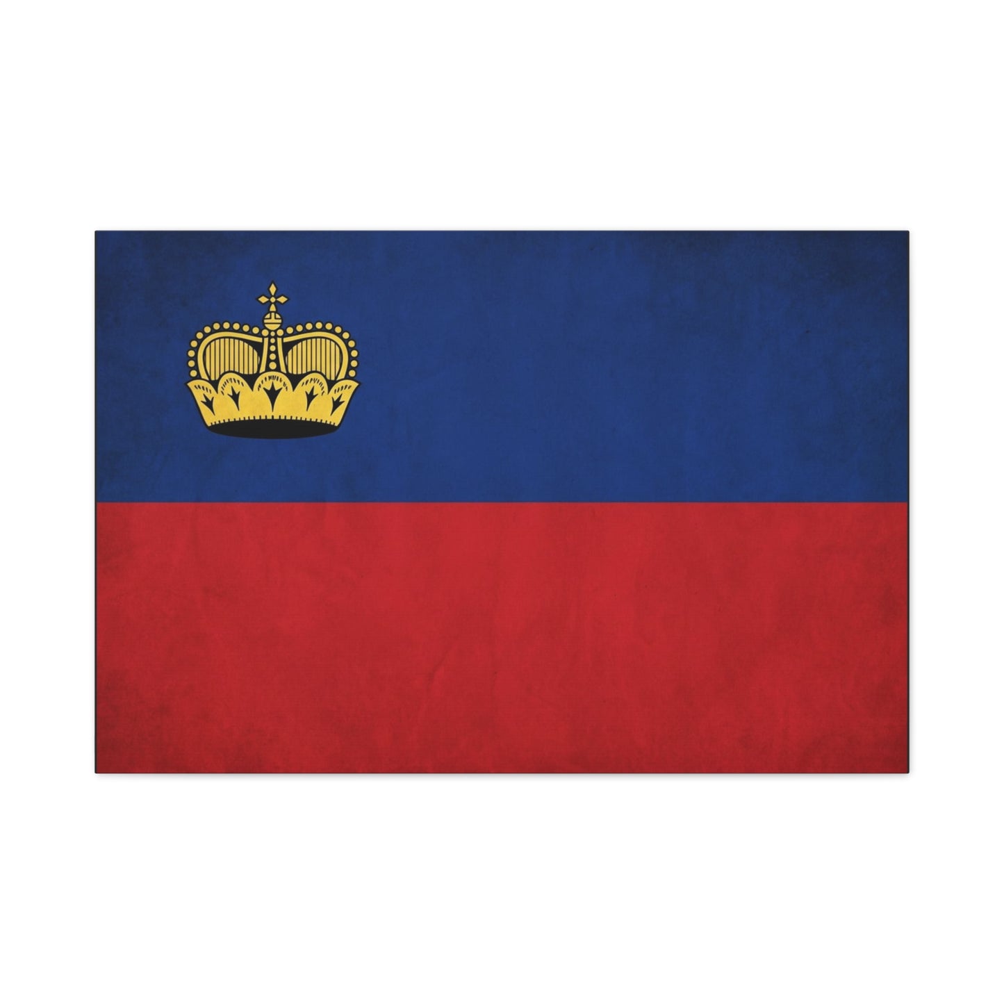Liechtenstein Flag Canvas Wall Art - Blue Red Banner With Gold Crown - Minimalist National Print, Cotton Canvas Decor - Living Room Wall Decor, Bedroom Home Decoration - Bedroom Home Decoration