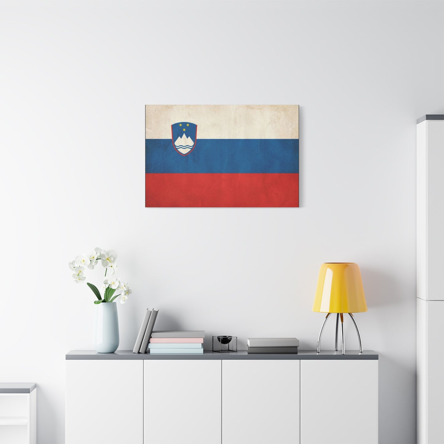 Slovenia Flag Canvas Wall Art - Vintage National Banner Print, Rustic Patriotic Decor - Textured Tricolor Design, Living Room Home Decoration - Living Room Wall Decor - Bedroom Home Decoration