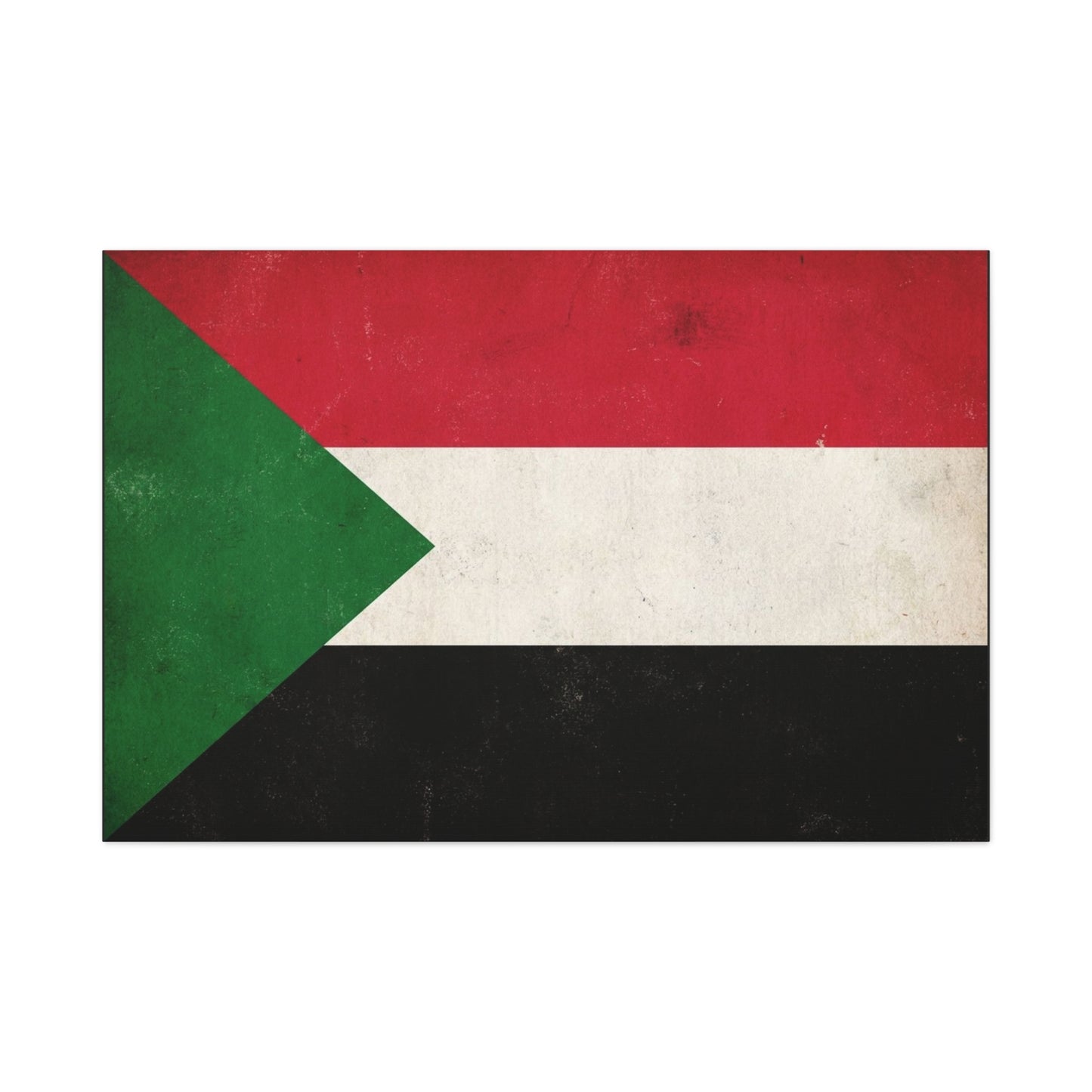 Sudan Flag Canvas Wall Art - Vintage National Flag Print, Distressed Patriotic Decor - Minimalist Graphic Cotton Canvas - Living Room Wall Decor, Office Art - Bedroom Home Decoration - Ready to Hang