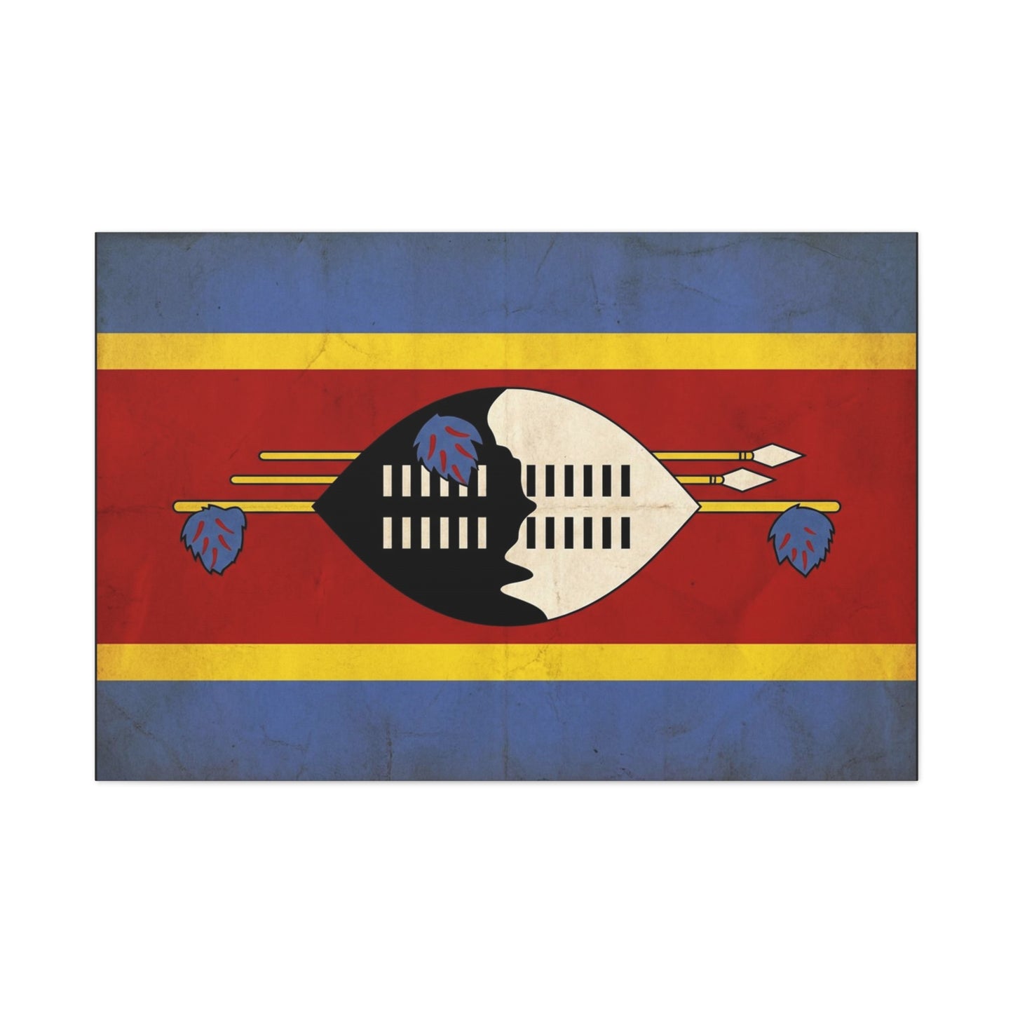 Eswatini Flag Canvas Wall Art - Swazi National Flag Print, Vintage Patriotic Home Decor - Matte Canvas Wall Hanging - Living Room Decoration, Office Accent - Bedroom Home Decoration - Ready to Hang