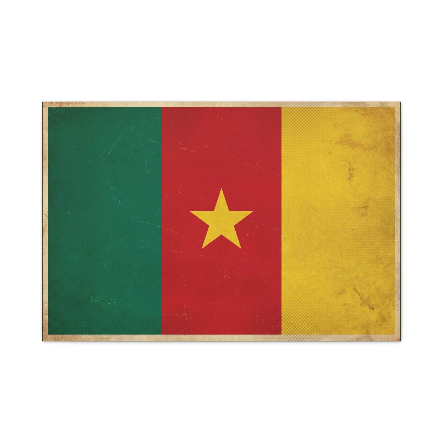 Cameroon Flag Canvas Wall Art - Vintage National Pride Decor, Distressed Tricolor Star Print - Traditional Patriotic Style - Living Room Wall Decor, Bedroom Home Decoration - Bedroom Home Decoration