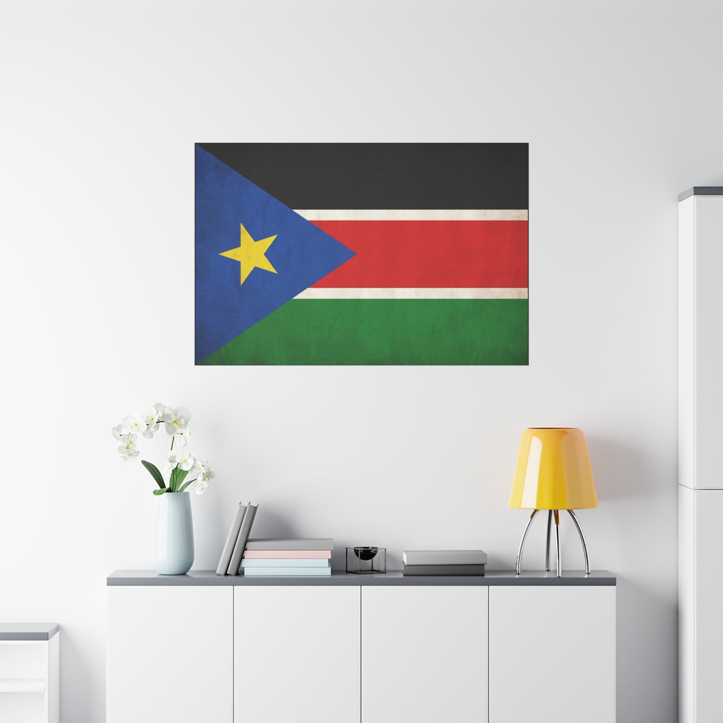 South Sudan Flag Canvas Wall Art - South Sudan Pride Decor, Vintage National Banner Print - Colorful Patriotic Artwork - Living Room Wall Decor, Office Art - Bedroom Home Decoration - Ready to Hang