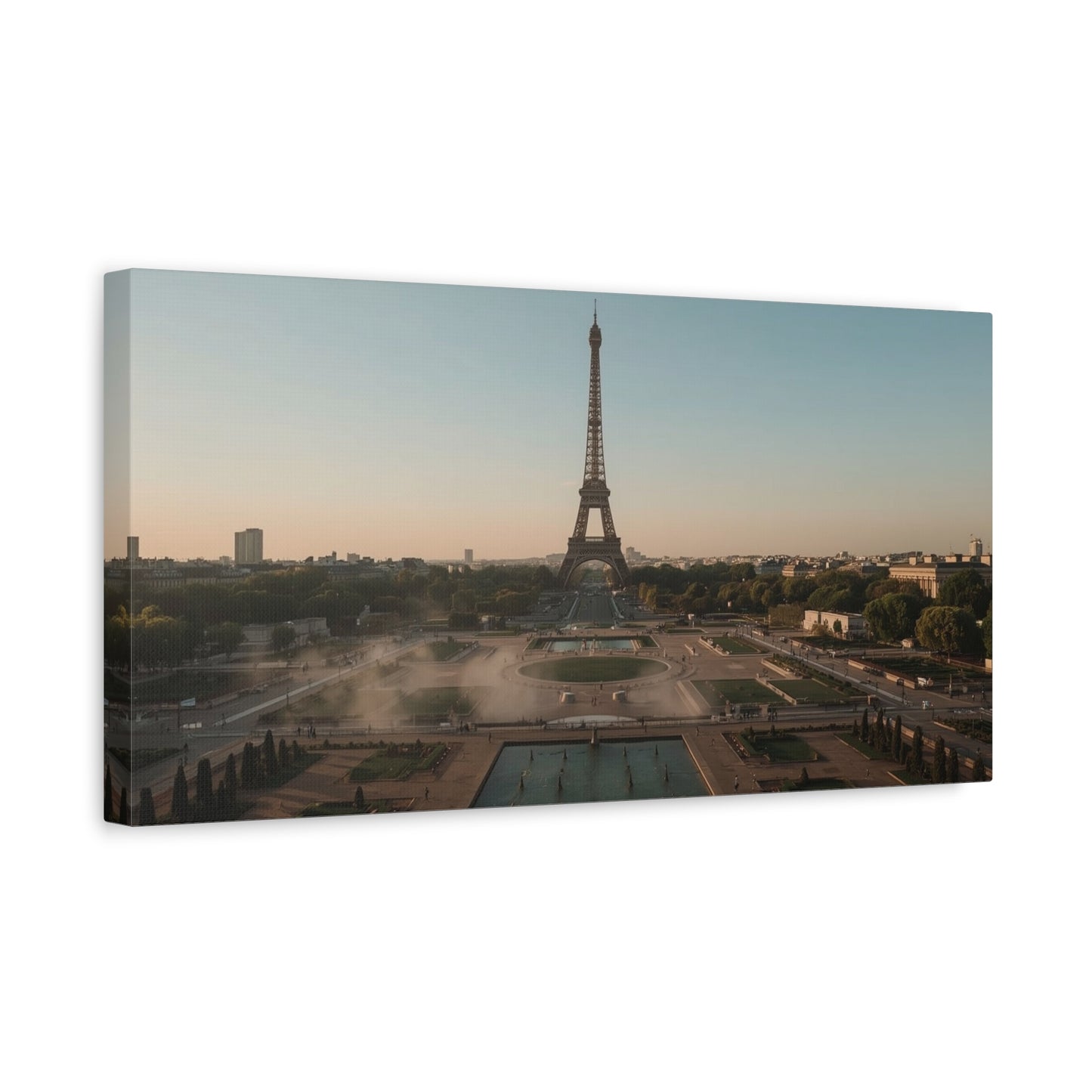 Eiffel Tower Canvas Wall Art Paris Cityscape Print - Soft Sunrise Art Print, Matte Finish Canvas Print - Contemporary Travel Wall Decor, Living Room Home Accent, Office Art - Bedroom Home Decoration