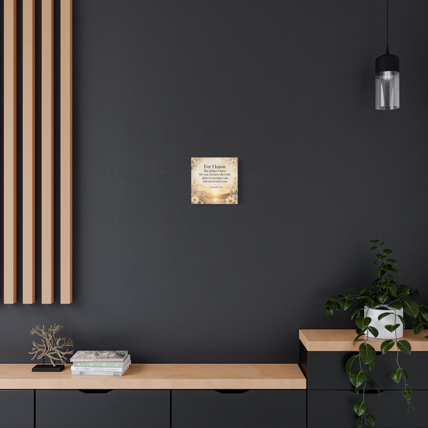 "For I Know The Plans I Have For You" Bible Verse Canvas Wall Art - Jeremiah 29:11 Floral Scripture Print, Gold Sunrise Landscape, Christian Wall Decor For Bedroom, Living Room - Ready to Hang
