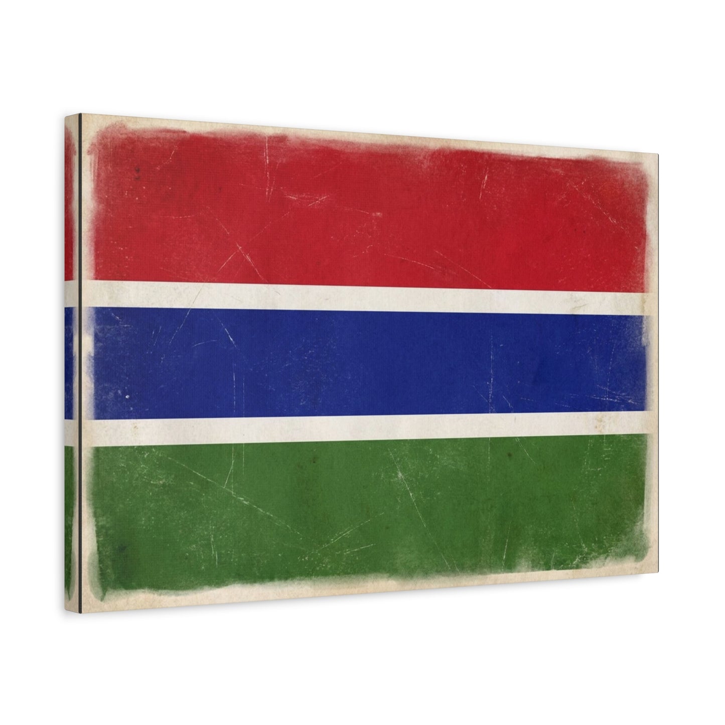 Gambia Flag Canvas Wall Art - Vintage Distressed National Banner Print - Red Blue Green Stripe Design, Patriotic Decor, Cultural Home Decoration For Living Room Bedroom Office - Living Room Wall Decor
