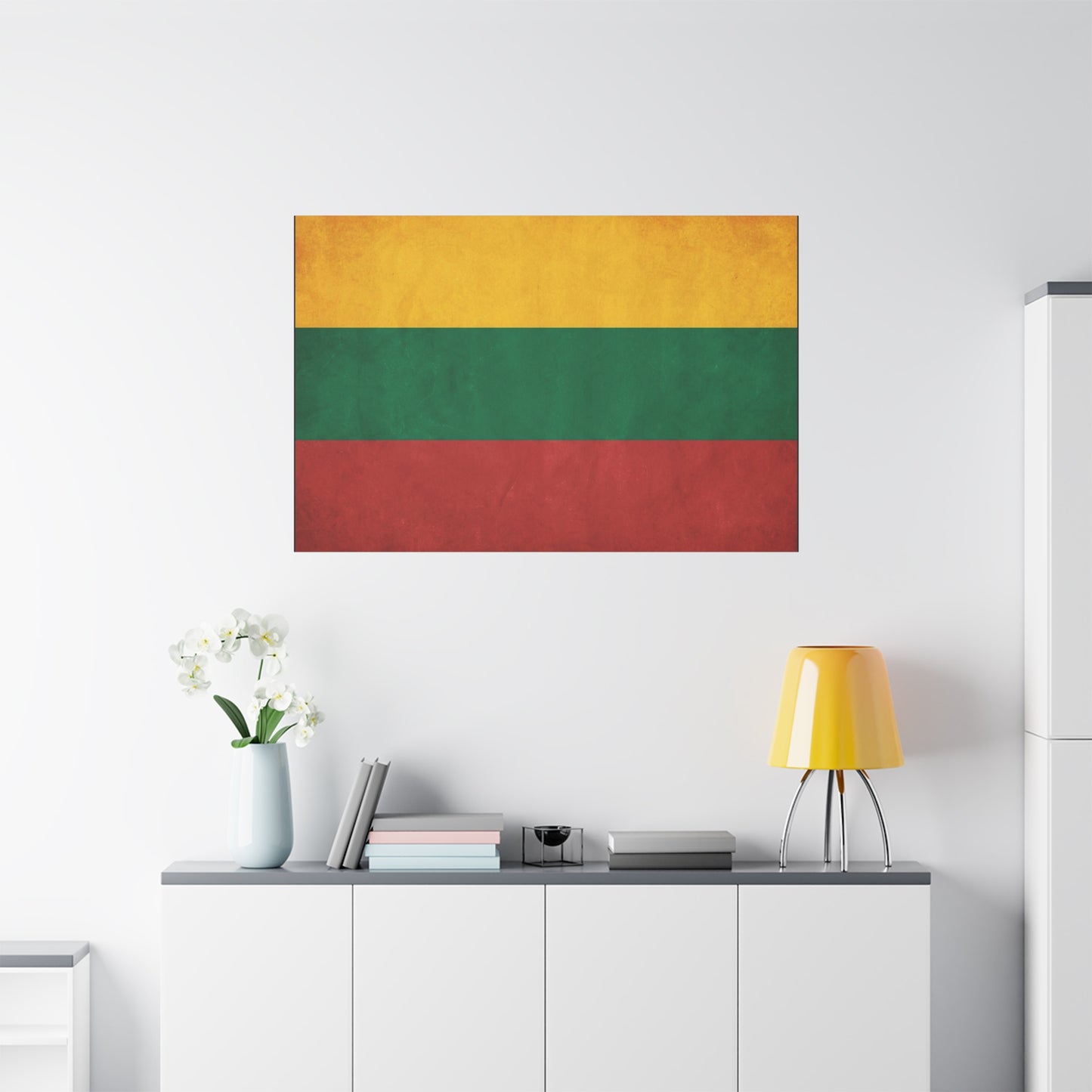 Lithuania Flag Canvas Wall Art - Vintage Tricolor National Print, Textured Cotton Decor - Traditional Patriotic Style - Living Room Wall Decor, Bedroom Home Decoration - Bedroom Home Decoration