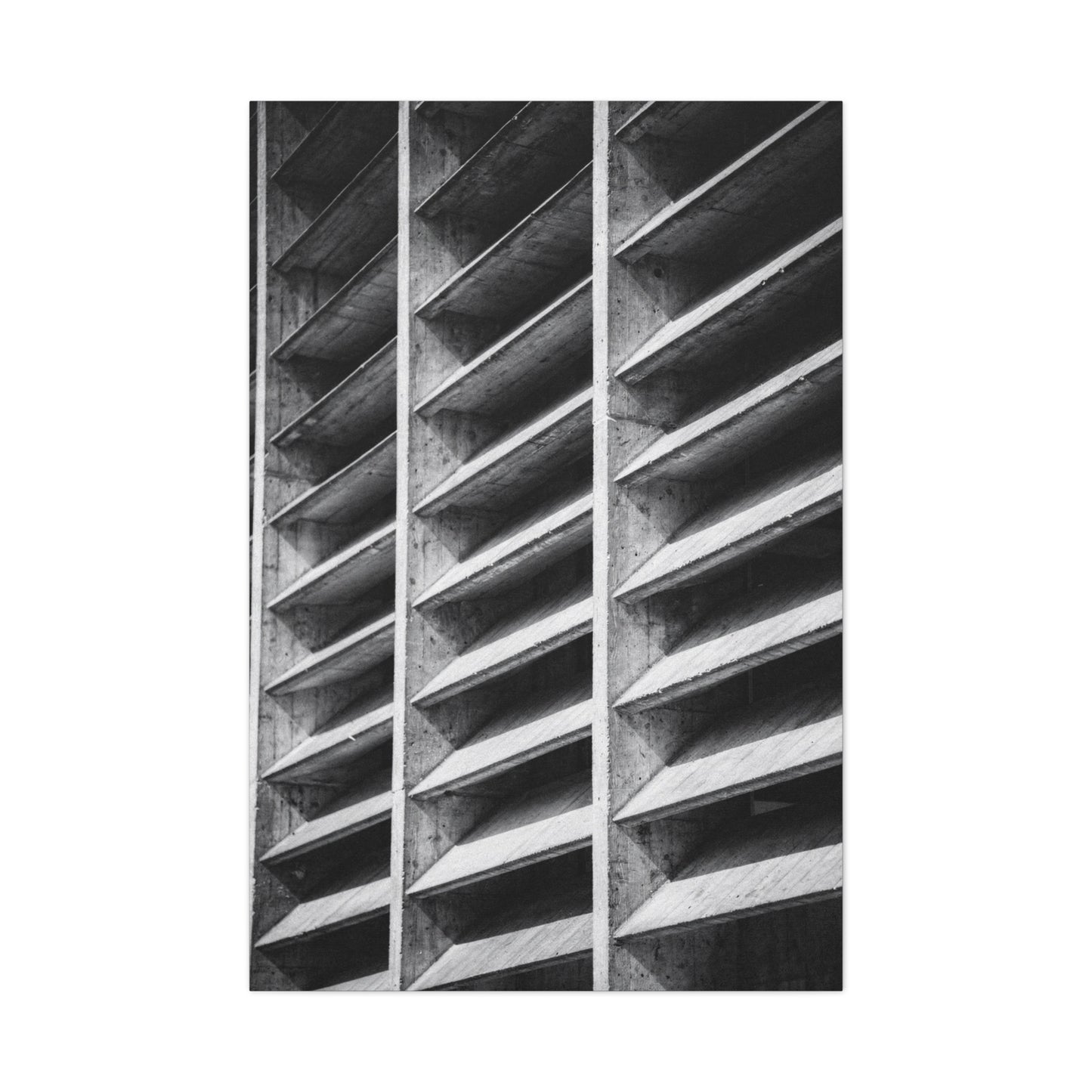 Black And White Brutalist Architecture Canvas Wall Art - Concrete Facade Art Print, Minimalist Contemporary Style - Modern Office Wall Decor, Living Room Home Decoration - Bedroom Home Decoration