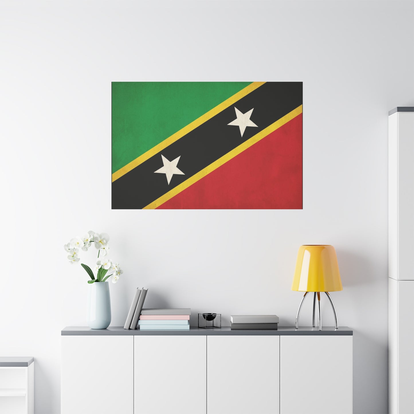 Saint Kitts And Nevis Flag Canvas Wall Art - Caribbean Pride Decor, Vintage National Banner Print - Bold Graphic Style, Living Room Wall Decor, Bedroom Home Decoration - Bedroom Home Decoration