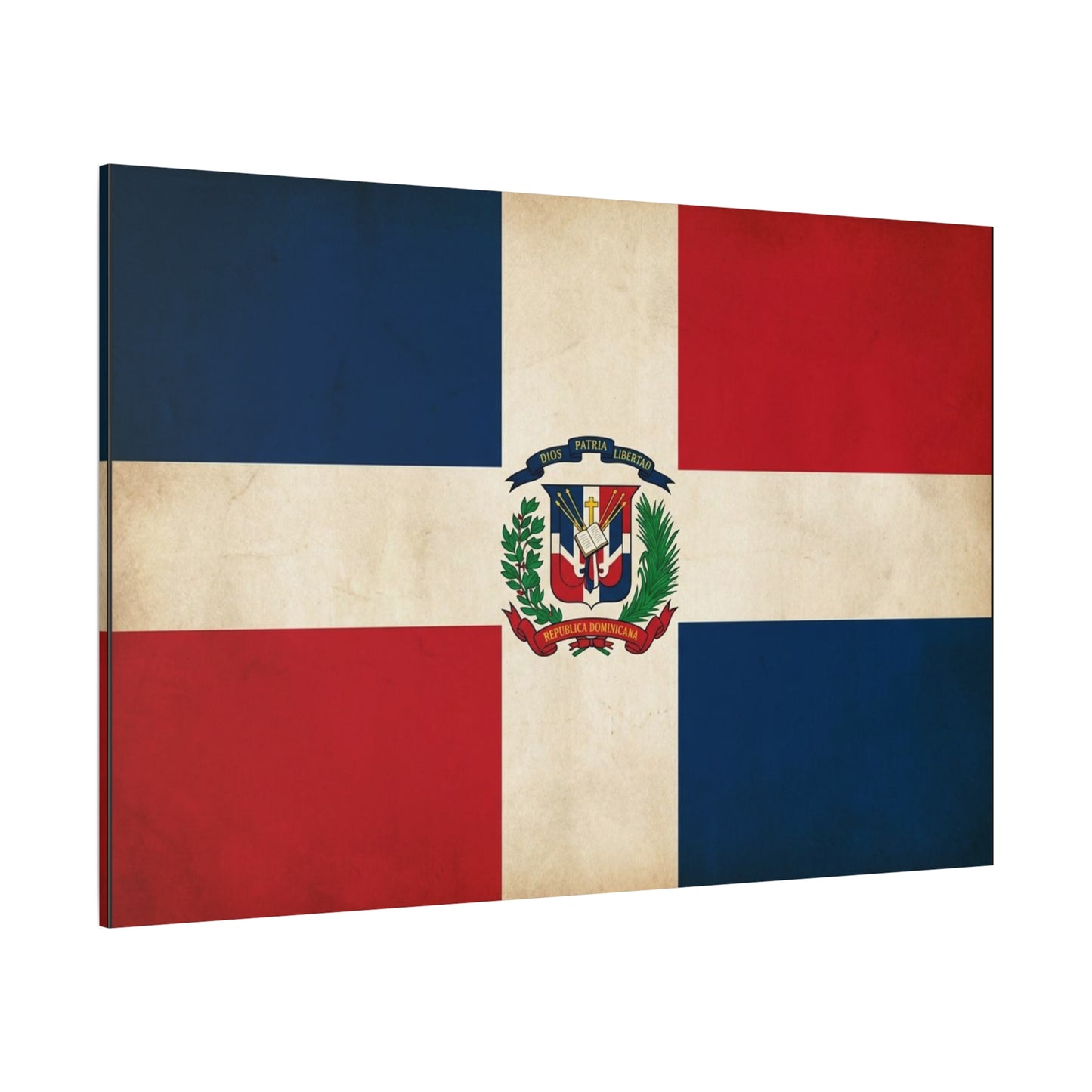 Dominican Republic Flag Canvas Wall Art - Dios Patria Libertad, Republica Dominicana - Vintage Patriotic Print - Heritage Decor For Living Room, Office, Dorm Wall Display - Bedroom Home Decoration