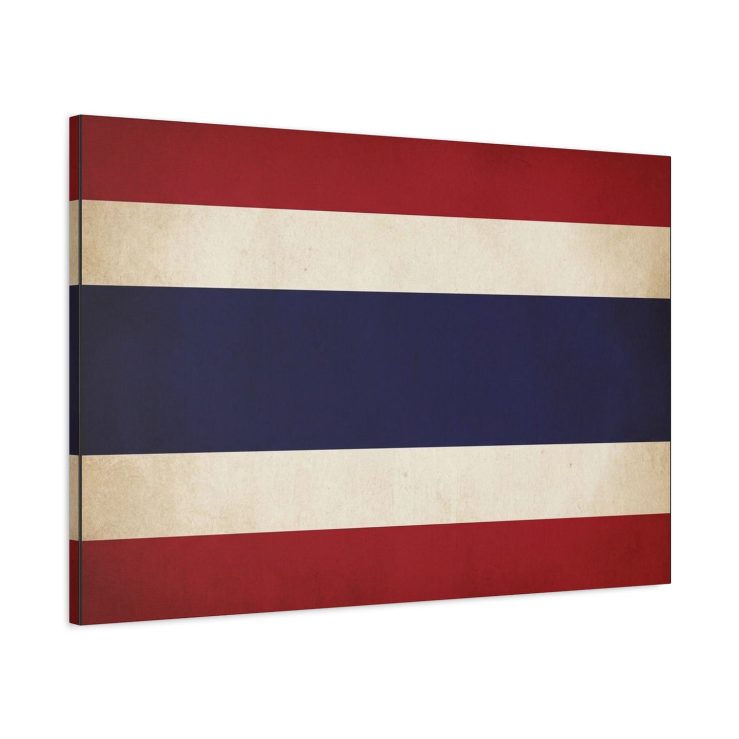 Thailand Flag Canvas Wall Art - Vintage Thai Tricolor Stripe Print, Minimalist Patriotic Decor - Matte Cotton Look - Living Room Wall Decor, Bedroom Home Decoration, Office Art - Ready to Hang