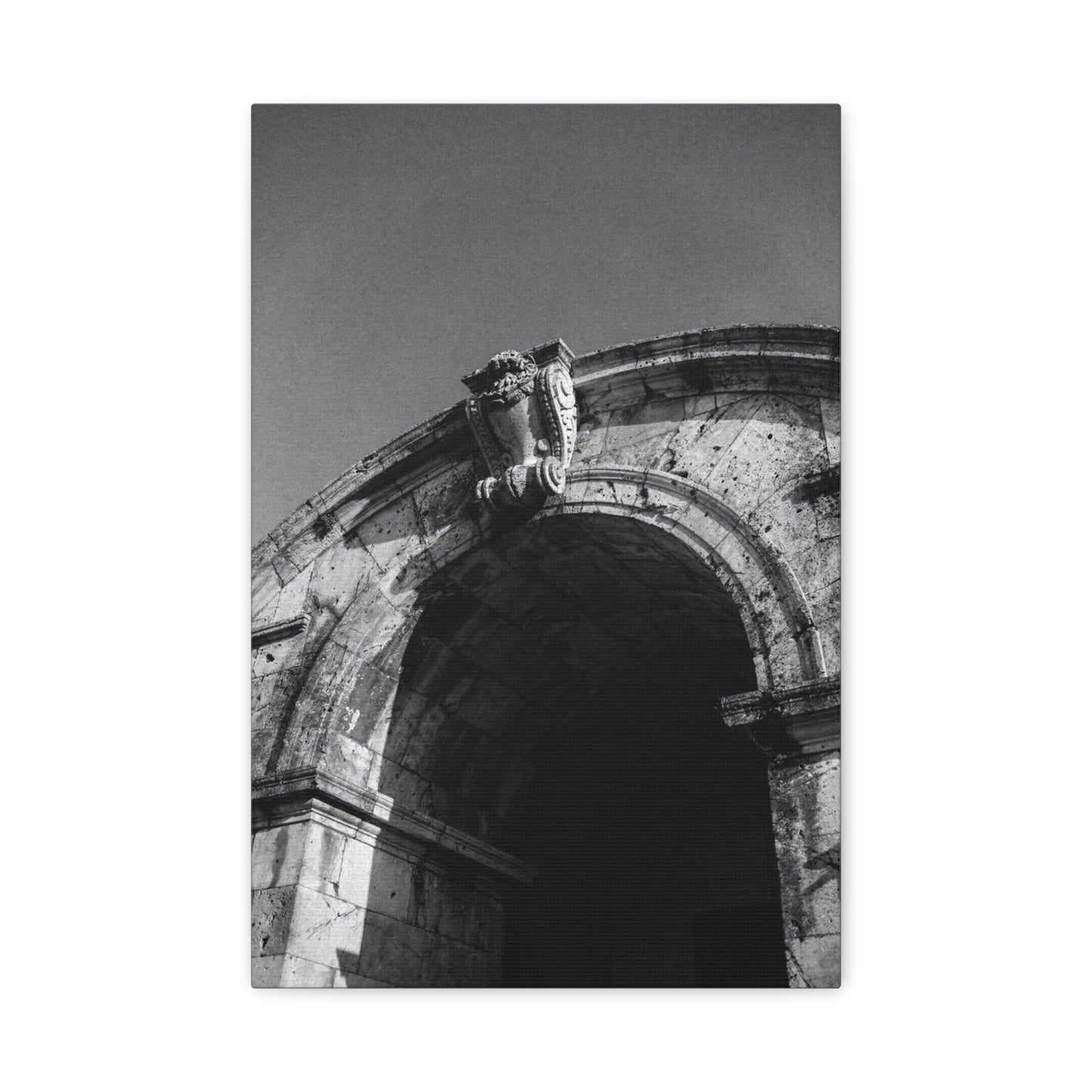 Black And White Architectural Arch Canvas Wall Art - Stone Facade Art Print, Minimalist Historic Structure Decor - Contemporary Living Room Wall Decor, Bedroom Home Accent - Ready to Hang