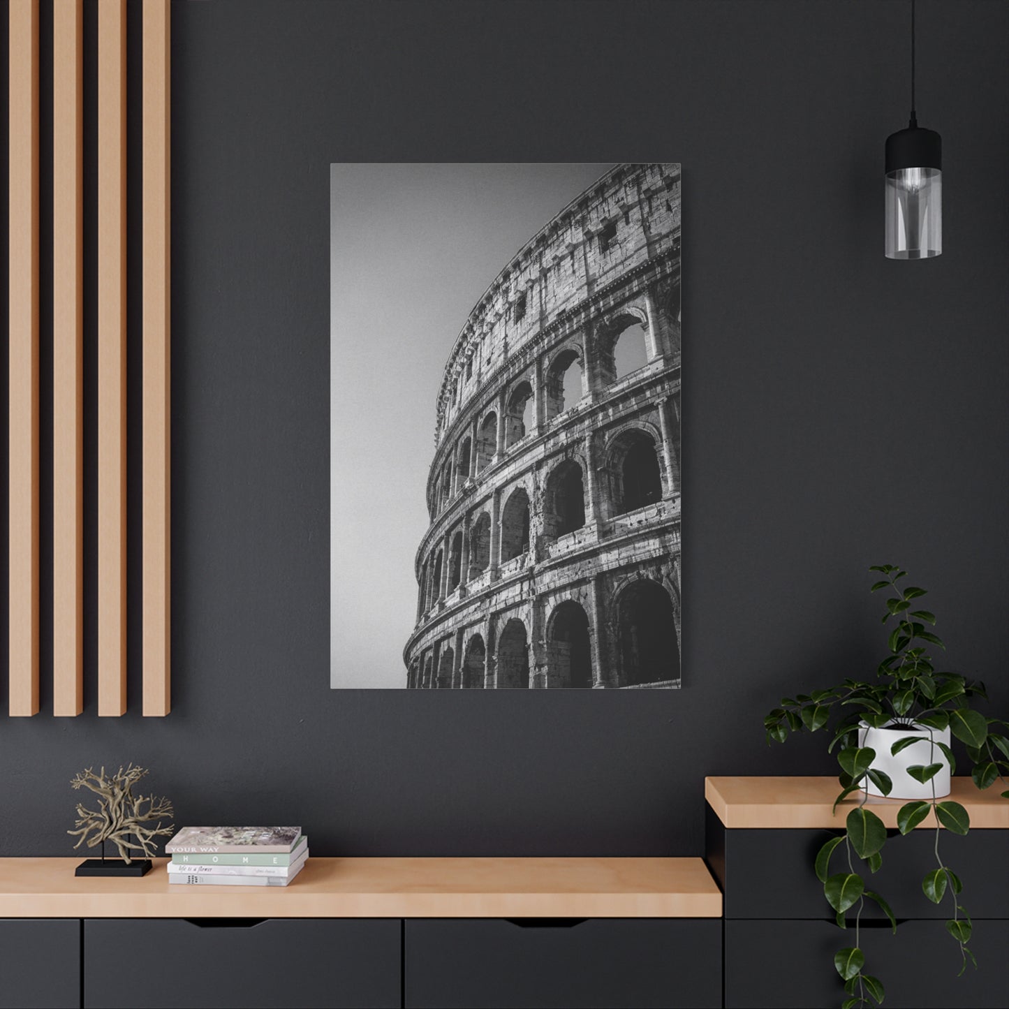 Rome Colosseum Canvas Wall Art - Black And White Architectural Art Print - Vintage Monochrome Cityscape Decor - Contemporary Living Room Wall Decor, Office Art Accent - Bedroom Home Decoration