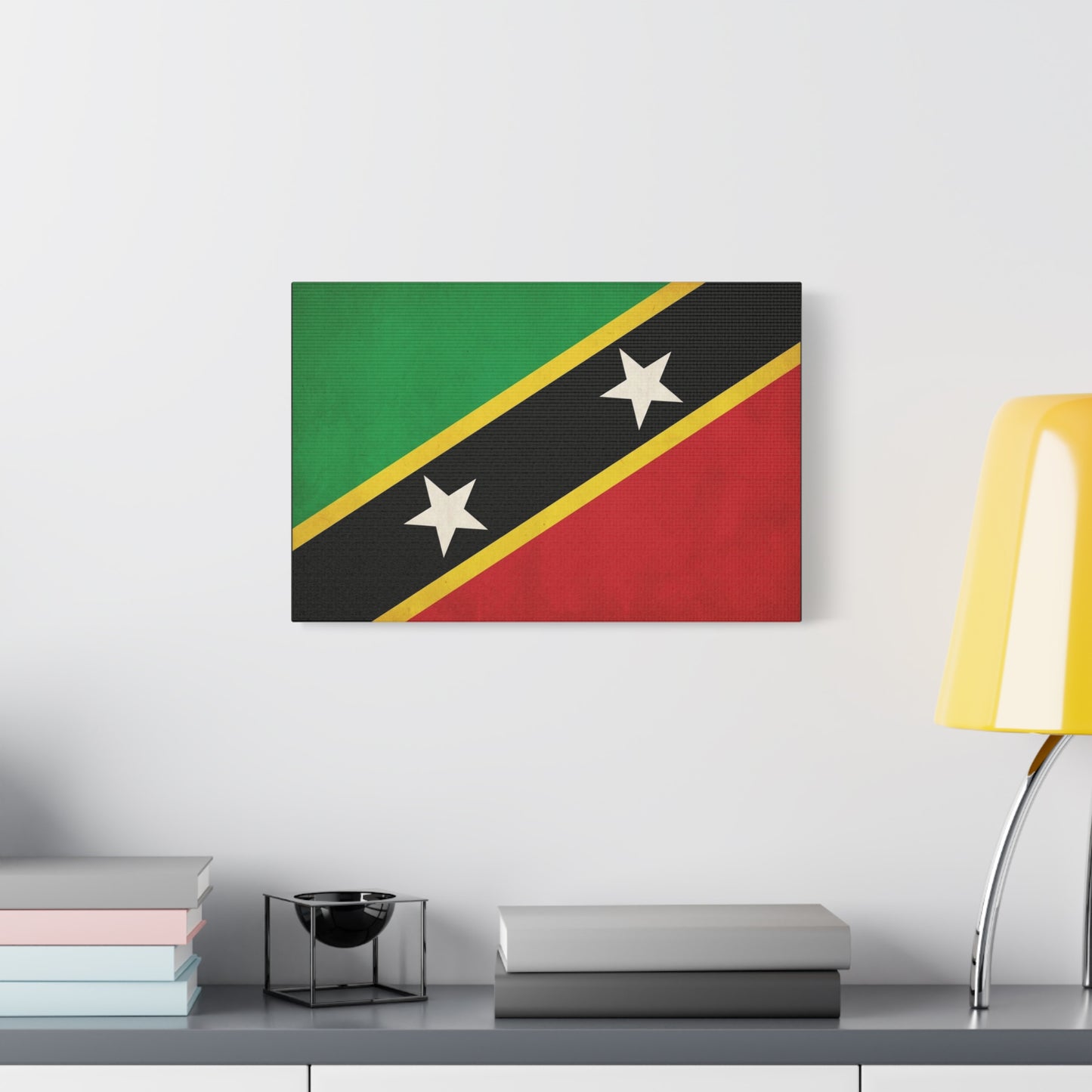 Saint Kitts And Nevis Flag Canvas Wall Art - Caribbean Pride Decor, Vintage National Banner Print - Bold Graphic Style, Living Room Wall Decor, Bedroom Home Decoration - Bedroom Home Decoration