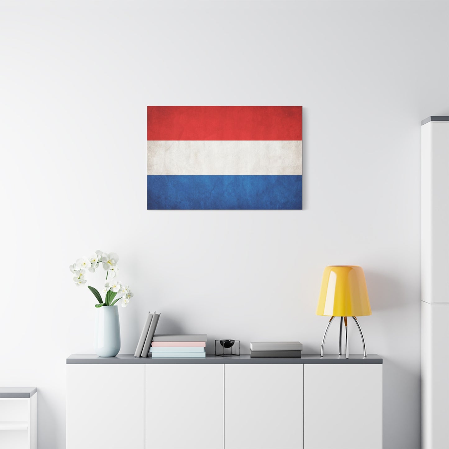 Netherlands Flag Canvas Wall Art - Dutch Tricolor Country Pride Decor, Vintage Style Cotton Print - Living Room Wall Decor, Office Accent - Bedroom Home Decoration - Bedroom Home Decoration
