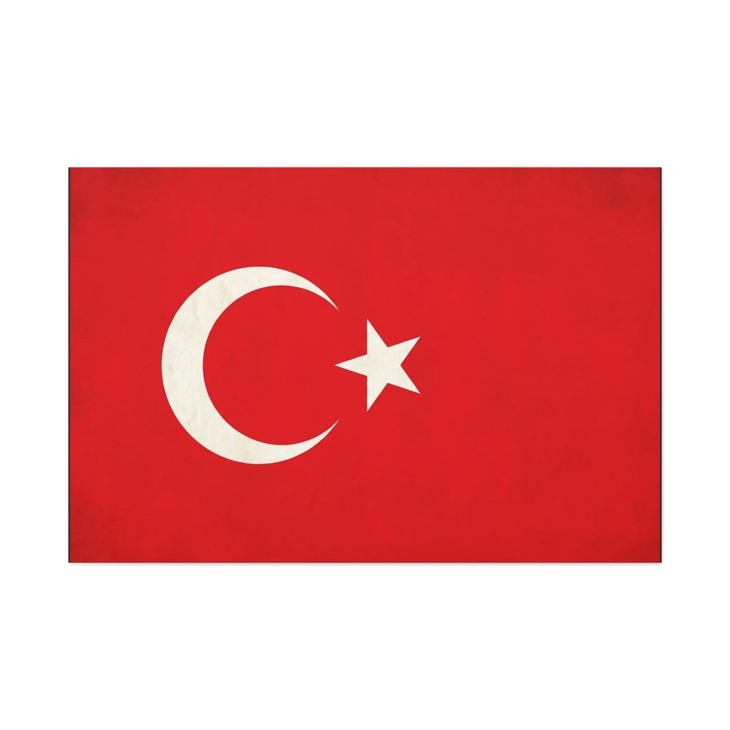 Turkey Flag Canvas Wall Art - Red Crescent Star Turkish Flag Print - Vintage Patriotic Decor, Matte Canvas Print, Living Room Home Decoration, Bedroom Accent - Living Room Wall Decor - Ready to Hang