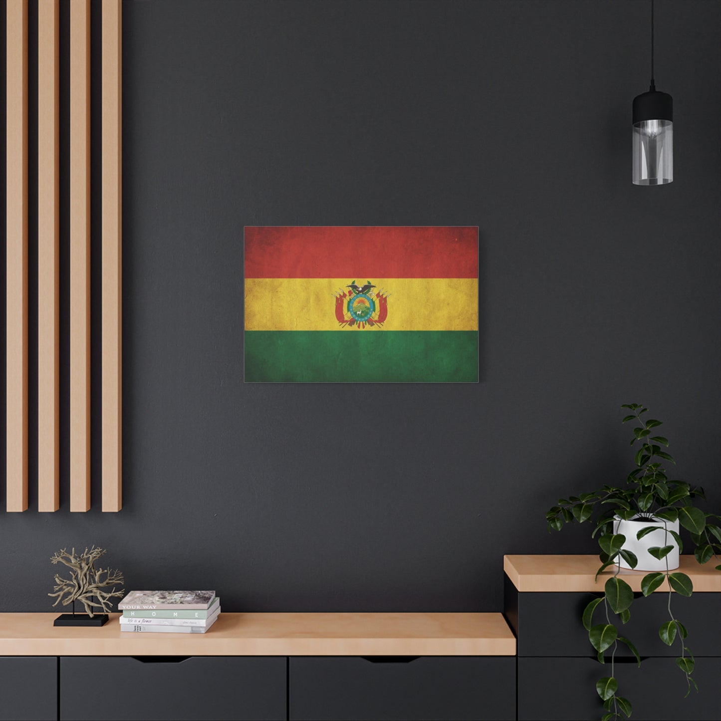 Bolivia Flag Canvas Wall Art - Vintage Bolivian Tricolor With Coat Of Arms - Distressed Patriotic Print, Cultural Decor, Living Room Wall Decor - Bedroom Home Decoration - Bedroom Home Decoration