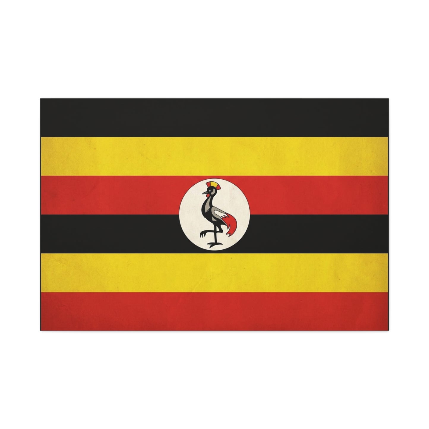 Uganda Flag Canvas Wall Art - Crested Crane National Flag Print, Patriotic Heritage Decor - Bold Tricolor Cotton Canvas - Modern Living Room Decoration - Living Room Wall Decor - Cozy Reading Nook Art
