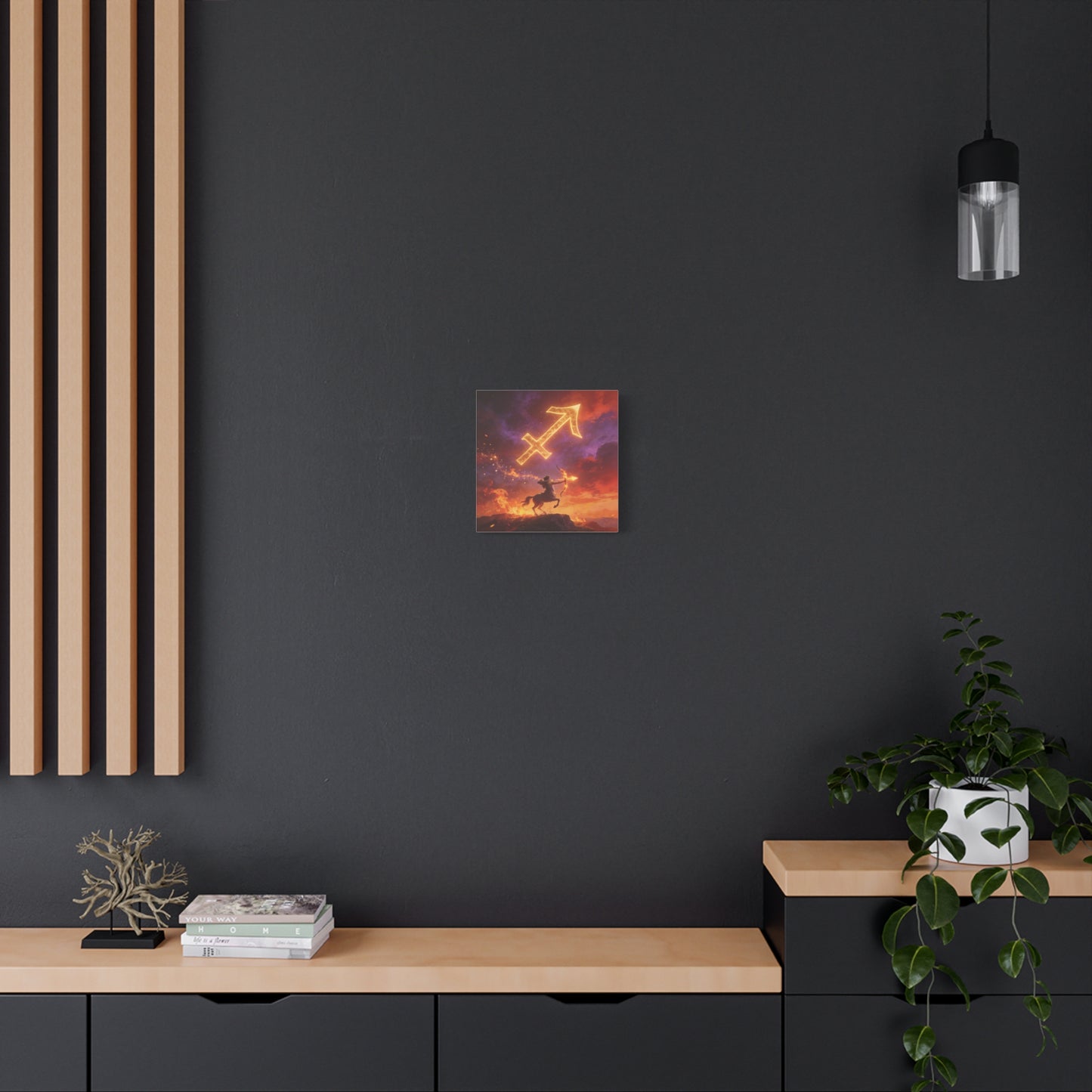 Sagittarius Zodiac Canvas Wall Art - Fiery Centaur Archer Astrology Print, Glowing Constellation Symbol - Matte Canvas Decor - Fantasy Style For Bedroom, Office Wall Art - Bedroom Home Decoration