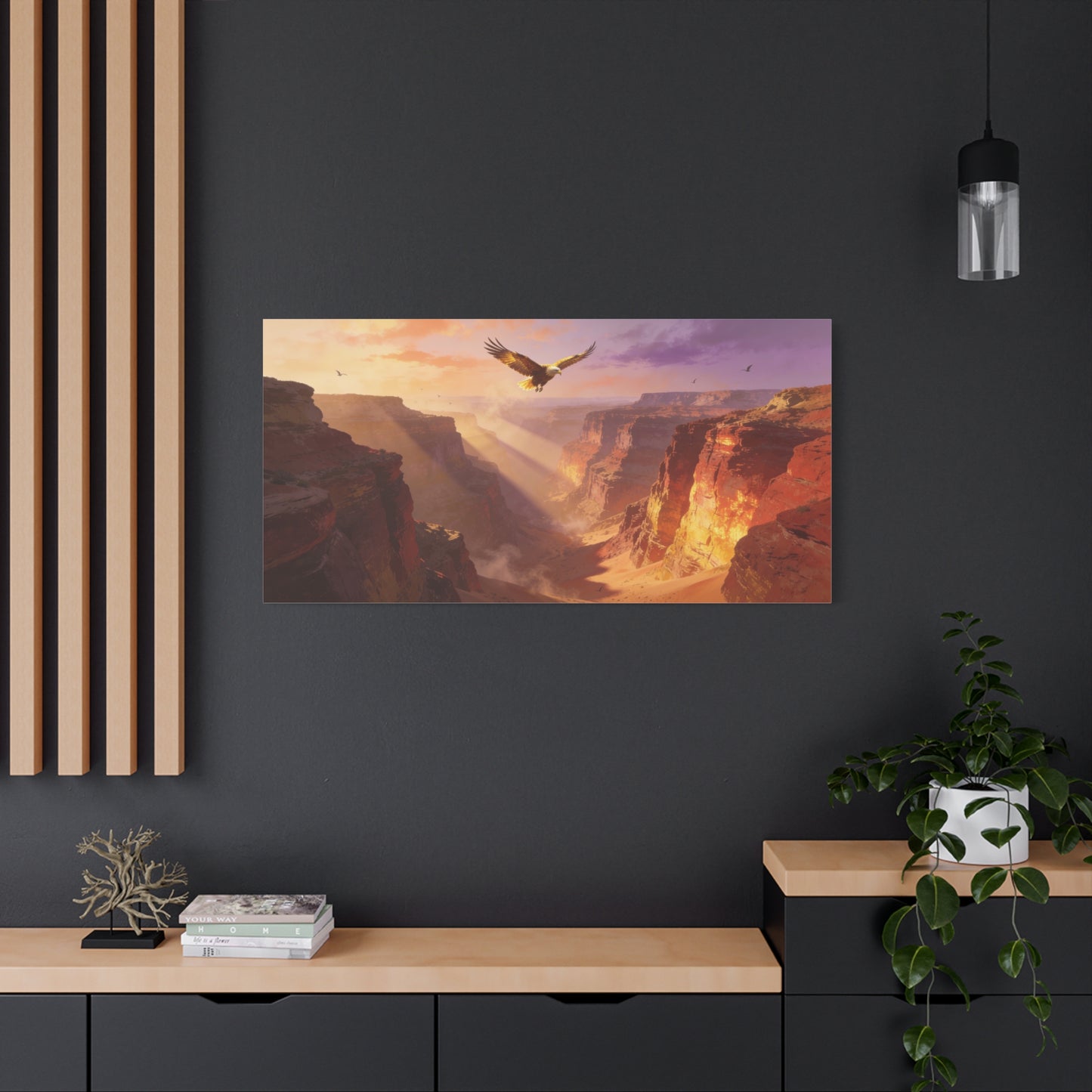 Bald Eagle Canyon Canvas Wall Art - Desert Sunset Cliffs, Golden Light - Matte Cotton Print, Contemporary Landscape - Living Room Wall Decor, Office Art, Entryway Decoration - Bedroom Home Decoration