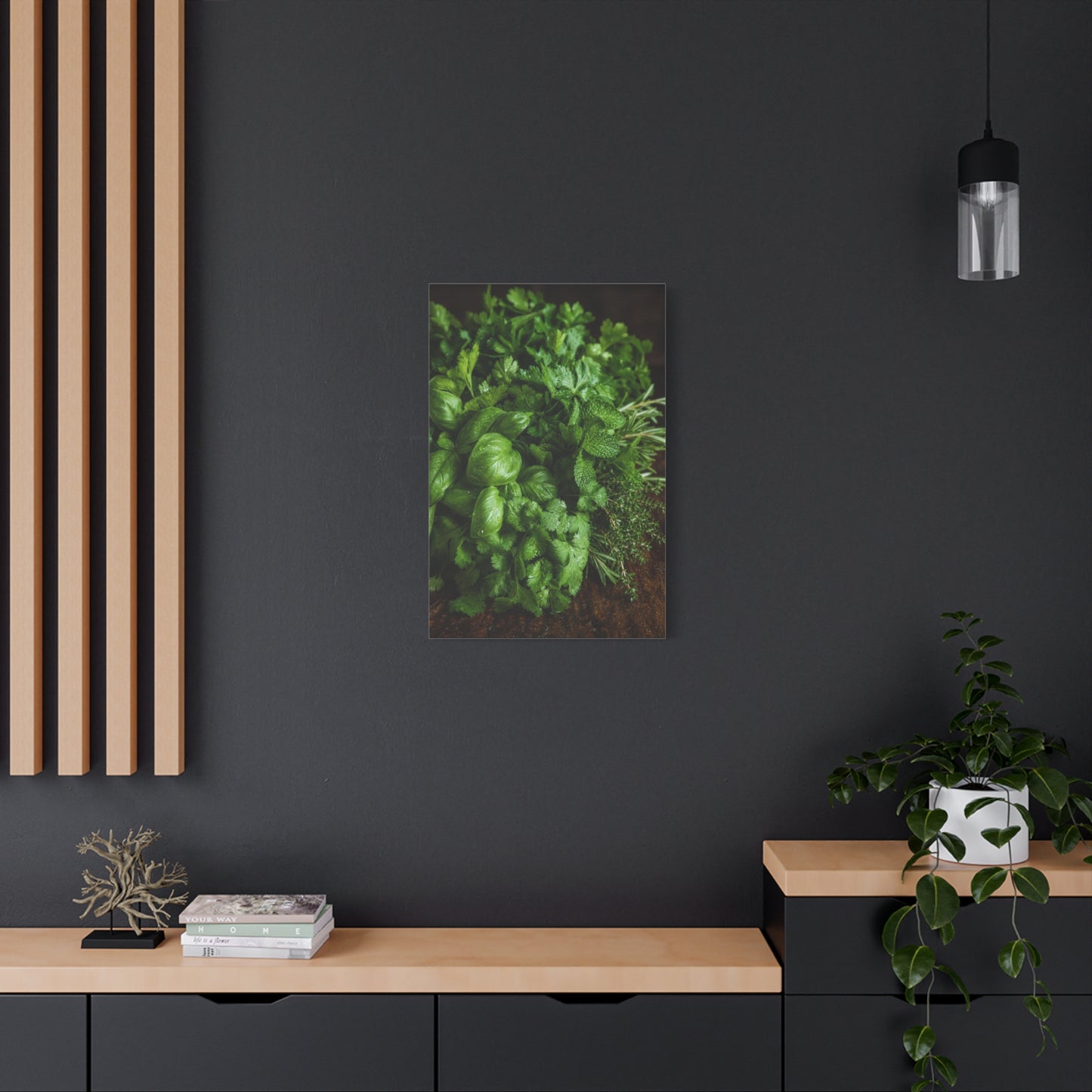 Fresh Herb Canvas Wall Art - Basil, Parsley, Mint, Rosemary Food Art Print - Botanical Kitchen Decor, Rustic Farmhouse Style, Matte Canvas Print, Dining Room Wall Accent - Ready to Hang