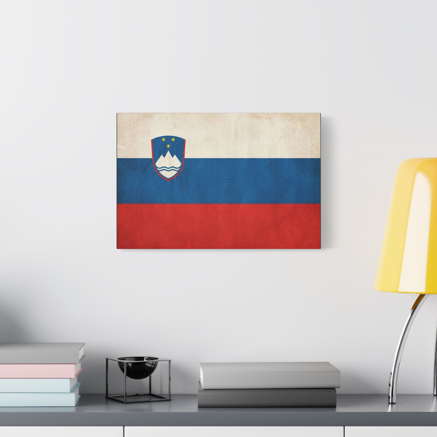 Slovenia Flag Canvas Wall Art - Vintage National Banner Print, Rustic Patriotic Decor - Textured Tricolor Design, Living Room Home Decoration - Living Room Wall Decor - Bedroom Home Decoration