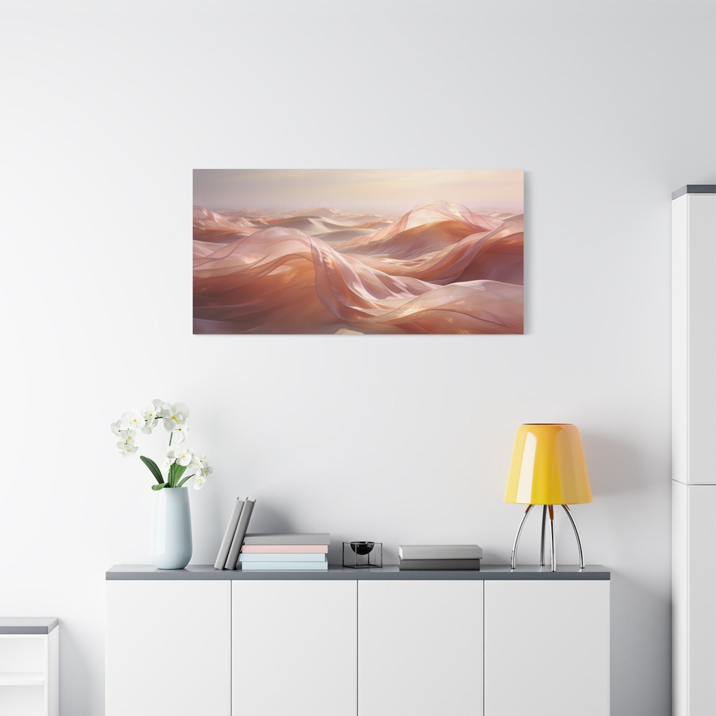 Blush Abstract Desert Dunes Canvas Wall Art - Ethereal Flowing Fabric Landscape - Modern Matte Print - Pink Beige Contemporary Style - Living Room Wall Decor Bedroom Home Decoration - Ready to Hang