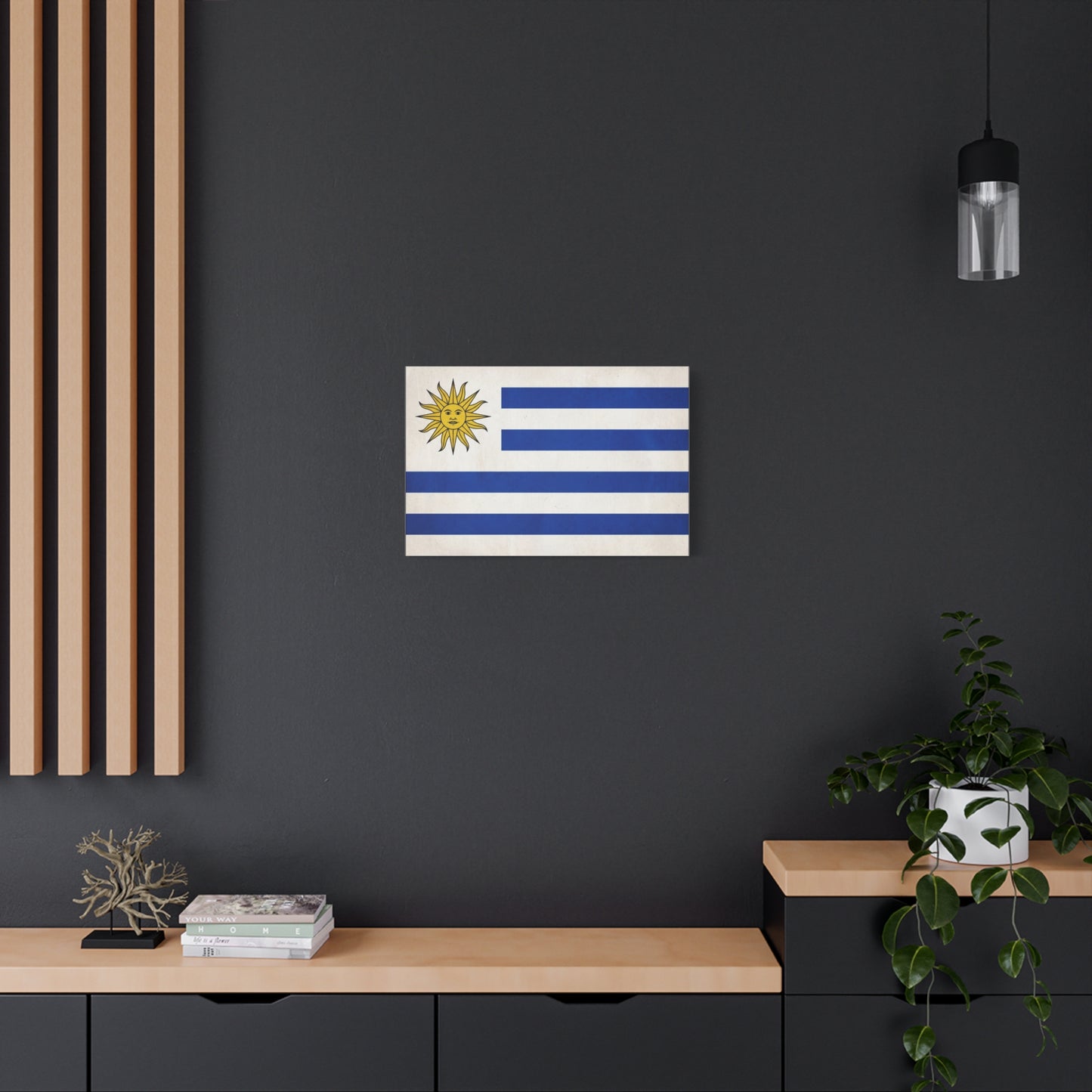 Uruguay Flag Canvas Wall Art - Blue White Stripes Sun Of May Patriotic Print - Vintage National Pride Decor - Living Room Wall Decor, Bedroom Home Decoration - Bedroom Home Decoration - Ready to Hang