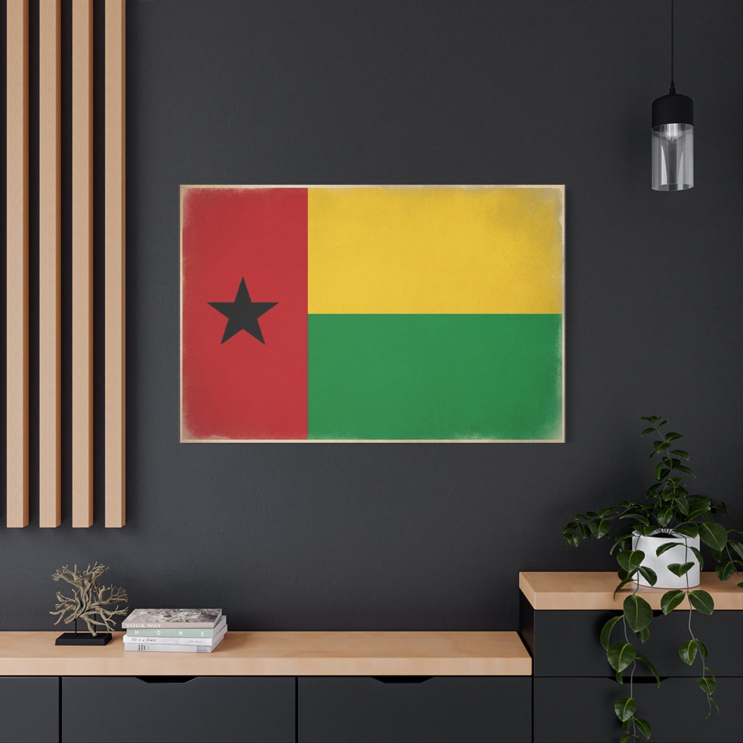 Guinea-Bissau Flag Canvas Wall Art - Vintage National Flag Print, Patriotic Heritage Decor - Matte Canvas Wall Hanging - Living Room Home Decoration - Bedroom Home Decoration - Modern Farmhouse Style