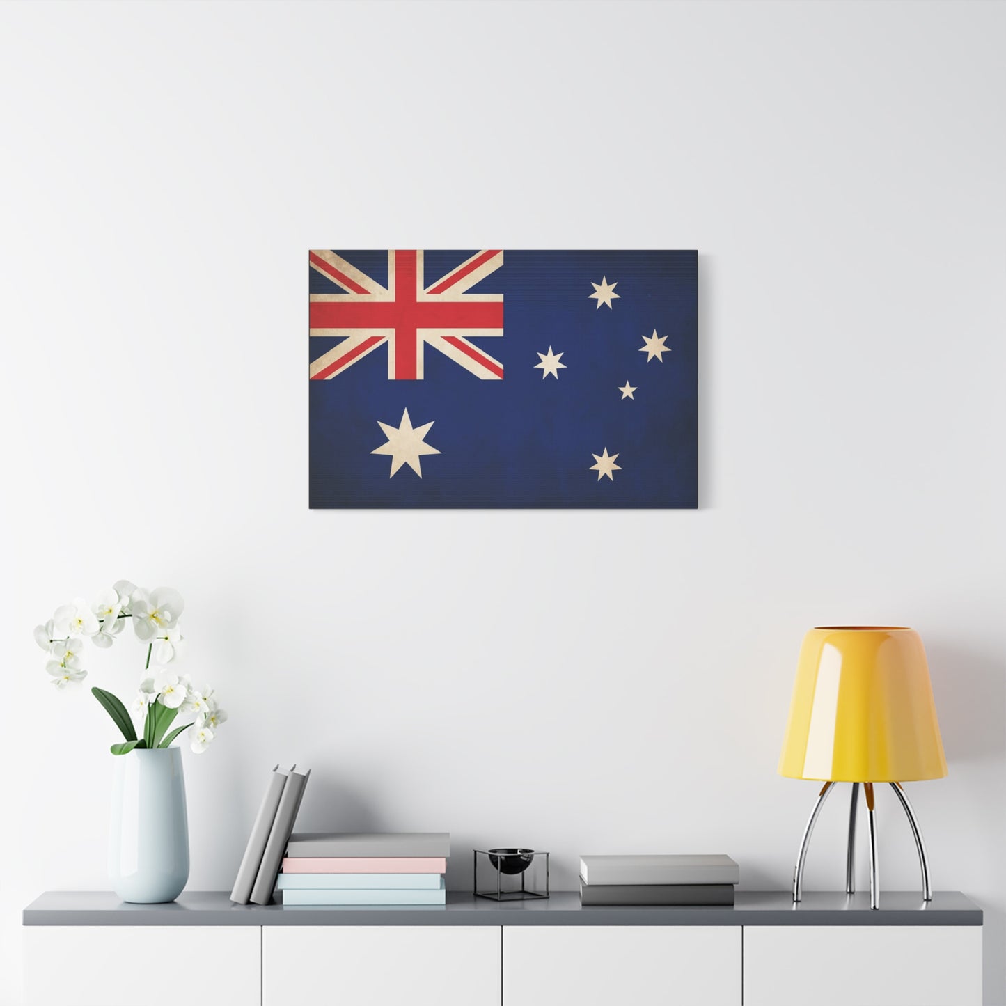 Australian Flag Canvas Wall Art - Vintage Nation Pride Decor, Blue Southern Cross Print, Patriotic Typography Style, Living Room Wall Decor - Bedroom Home Decoration - Bedroom Home Decoration