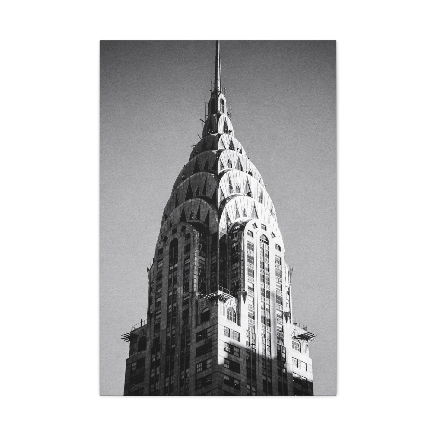 Chrysler Building Canvas Wall Art - Black And White New York City Architecture Print, Art Deco Skyscraper Art Print - Modern Monochrome Office Wall Decor, Living Room Accent - Modern Farmhouse Style