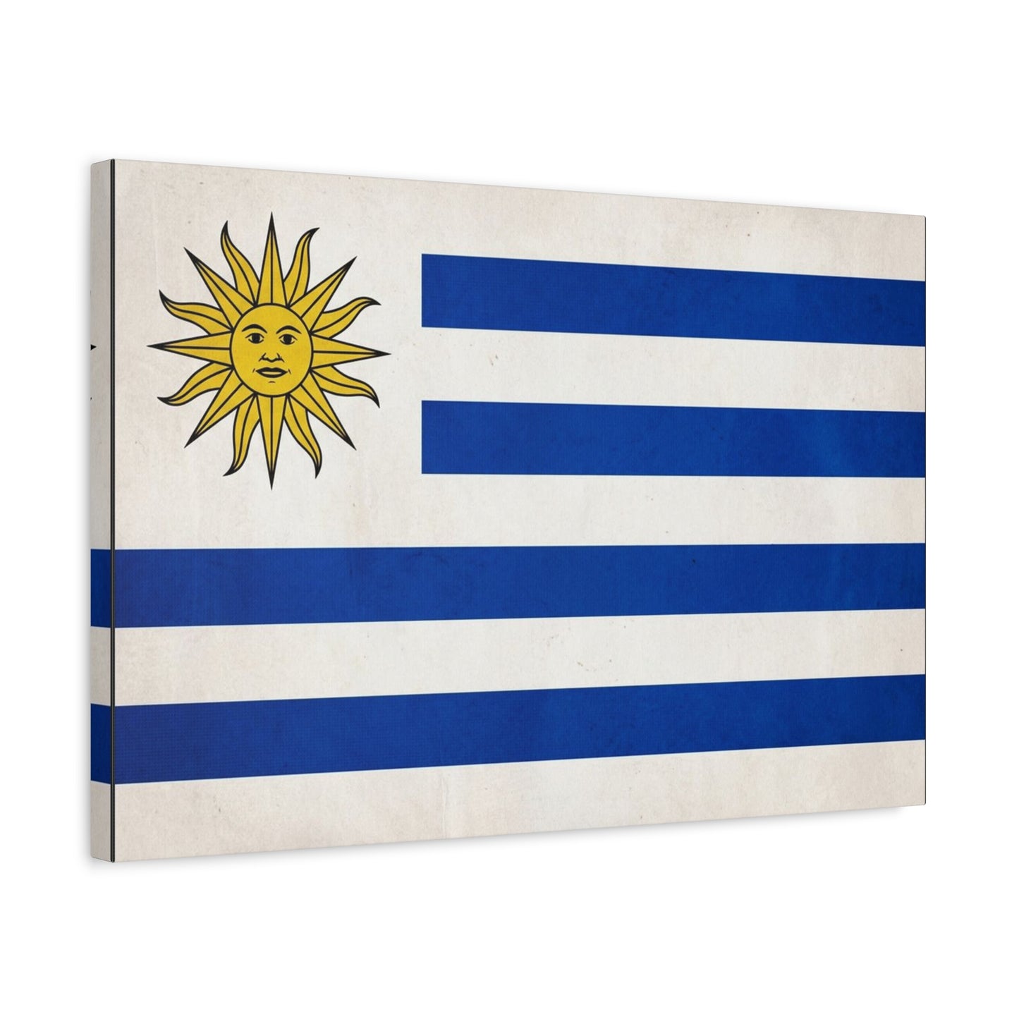 Uruguay Flag Canvas Wall Art - Blue White Stripes Sun Of May Patriotic Print - Vintage National Pride Decor - Living Room Wall Decor, Bedroom Home Decoration - Bedroom Home Decoration - Ready to Hang