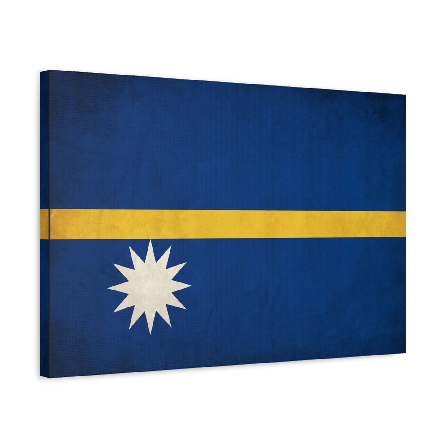 Nauru Flag Canvas Wall Art - Blue Field, Gold Stripe, White Star - Vintage National Pride Print - Coastal Style Living Room Decor, Bedroom Home Decoration - Living Room Wall Decor - Ready to Hang