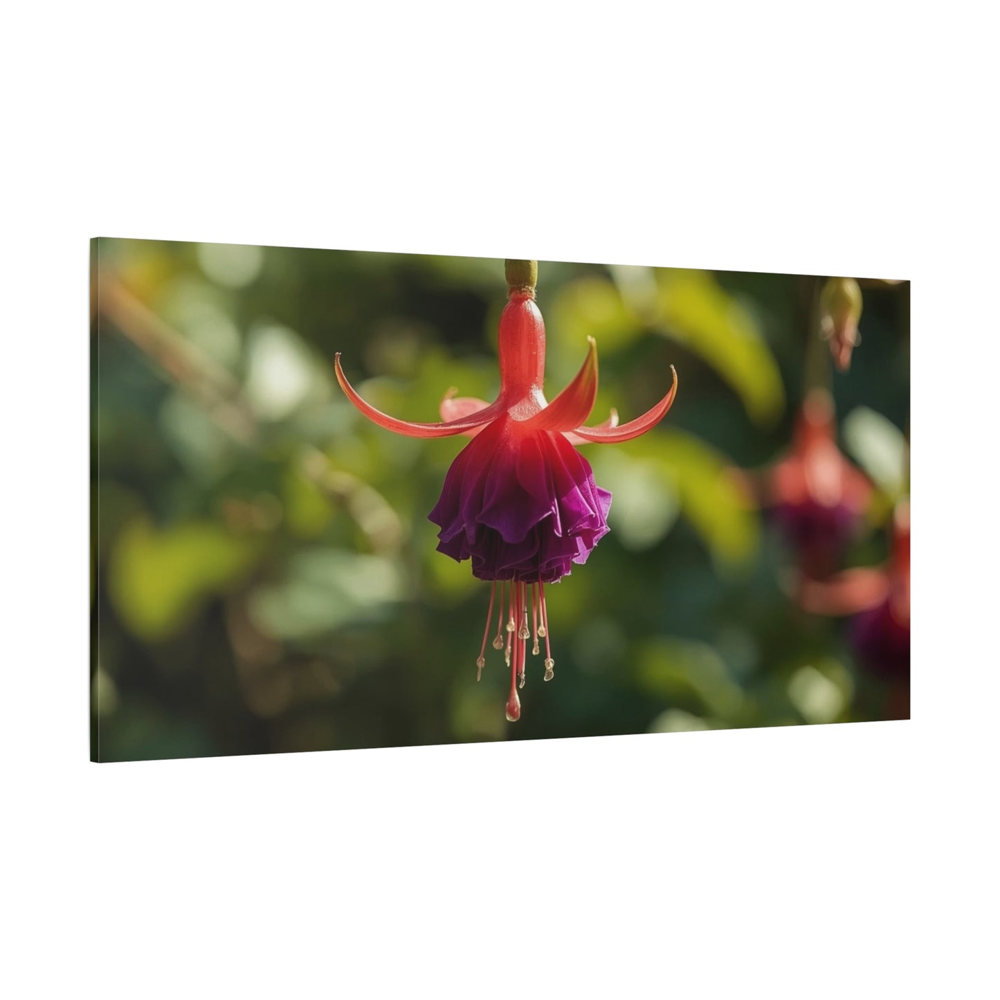 Fuchsia Flower Canvas Wall Art - Botanical Macro Art Print, Red Purple Bloom - Matte Cotton Art Print - Contemporary Nature Style - Bedroom Wall Decor, Spa Room Accent - Bedroom Home Decoration
