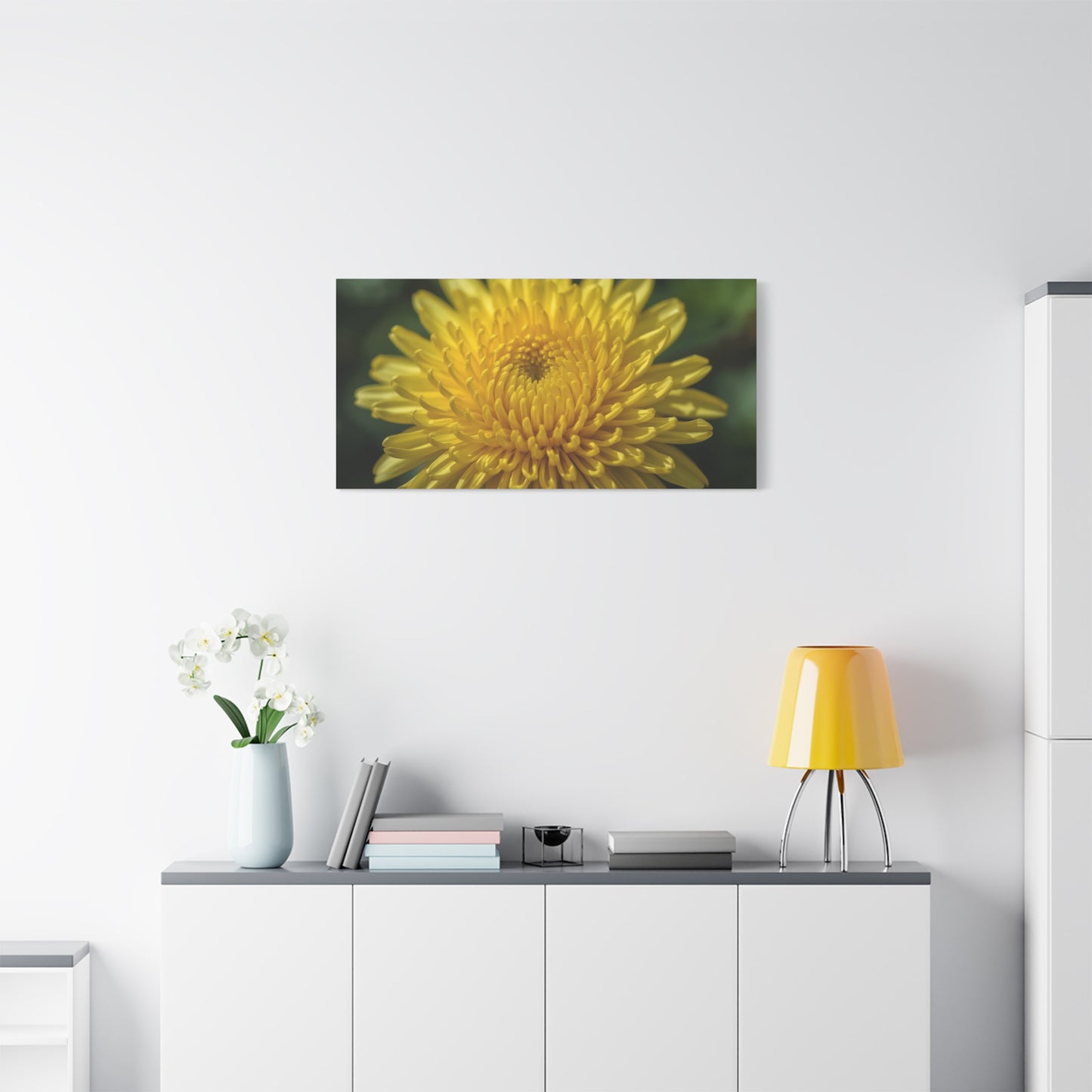 Yellow Chrysanthemum Canvas Wall Art - Floral Macro Art Print, Botanical Canvas Print - Modern Matte Decor, Bedroom Wall Accent, Living Room Home Decoration Office Art - Bedroom Home Decoration