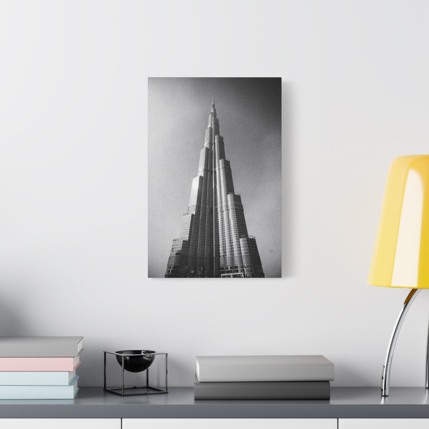 Burj Khalifa Canvas Wall Art - Black And White Dubai Skyscraper Art Print - Modern Cityscape Decor, Contemporary Office Wall Art, Living Room Home Decoration Accent - Bedroom Home Decoration