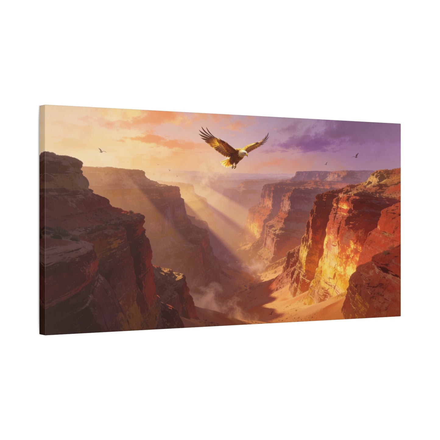 Bald Eagle Canyon Canvas Wall Art - Desert Sunset Cliffs, Golden Light - Matte Cotton Print, Contemporary Landscape - Living Room Wall Decor, Office Art, Entryway Decoration - Bedroom Home Decoration