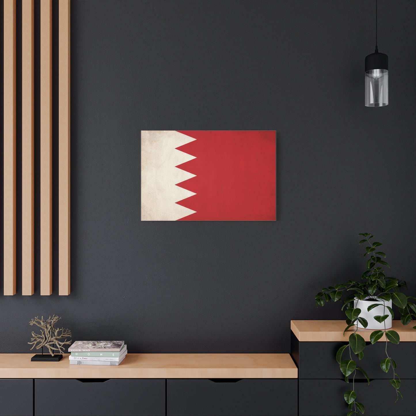 Bahrain Flag Canvas Wall Art - Vintage Red And White National Print - Minimalist Patriotic Decor - Cotton Canvas Wall Hanging - Living Room Home Decoration - Modern Farmhouse Style - Ready to Hang