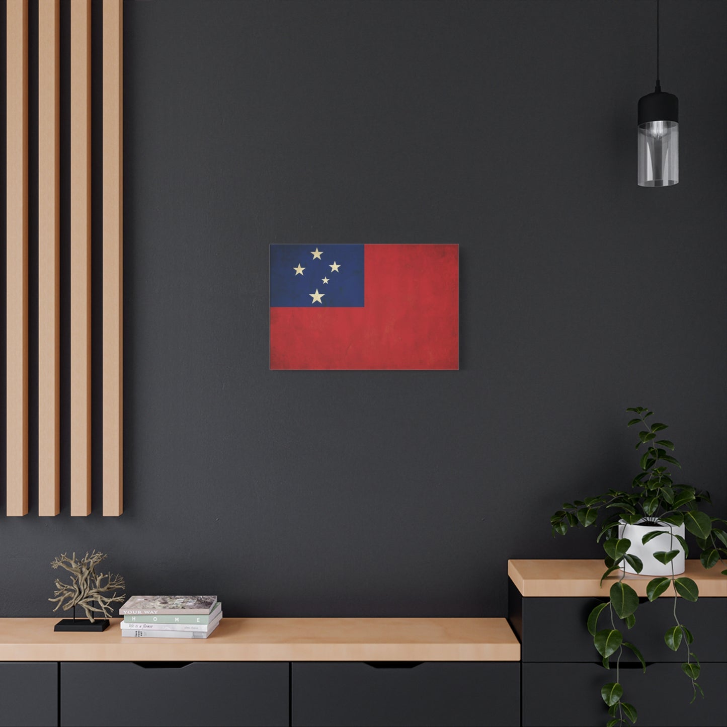 Samoa Flag Canvas Wall Art - Vintage Polynesian Nation Banner Print, Patriotic Island Decor - Matte Cotton Artwork - Living Room Home Decoration, Office Accent - Living Room Wall Decor - Ready to Hang
